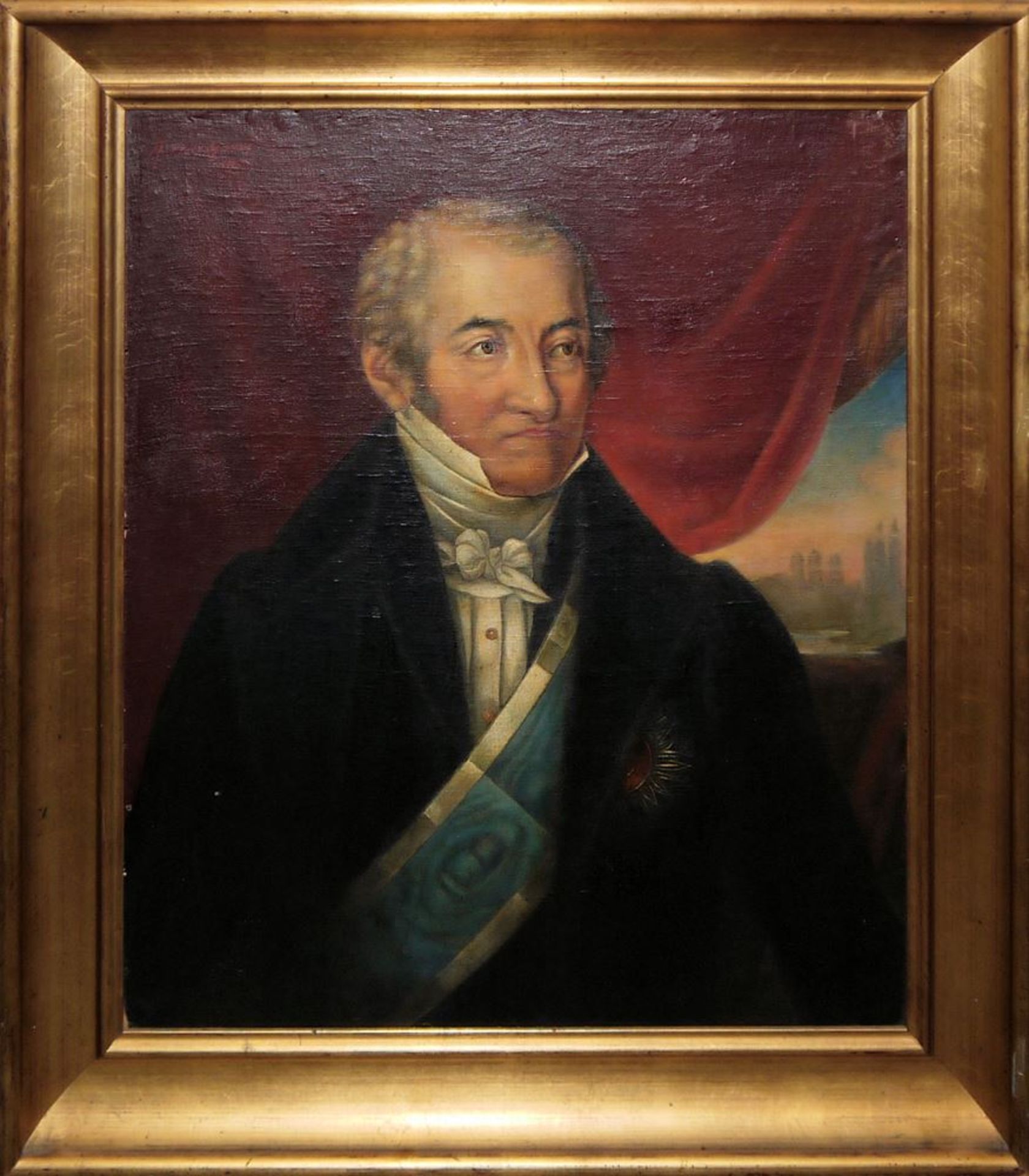 Hubert Friedrich Pfeffel von Krigenstein mit Schärpe und Ordensstern, Ölgemälde von A. Fleischmann,