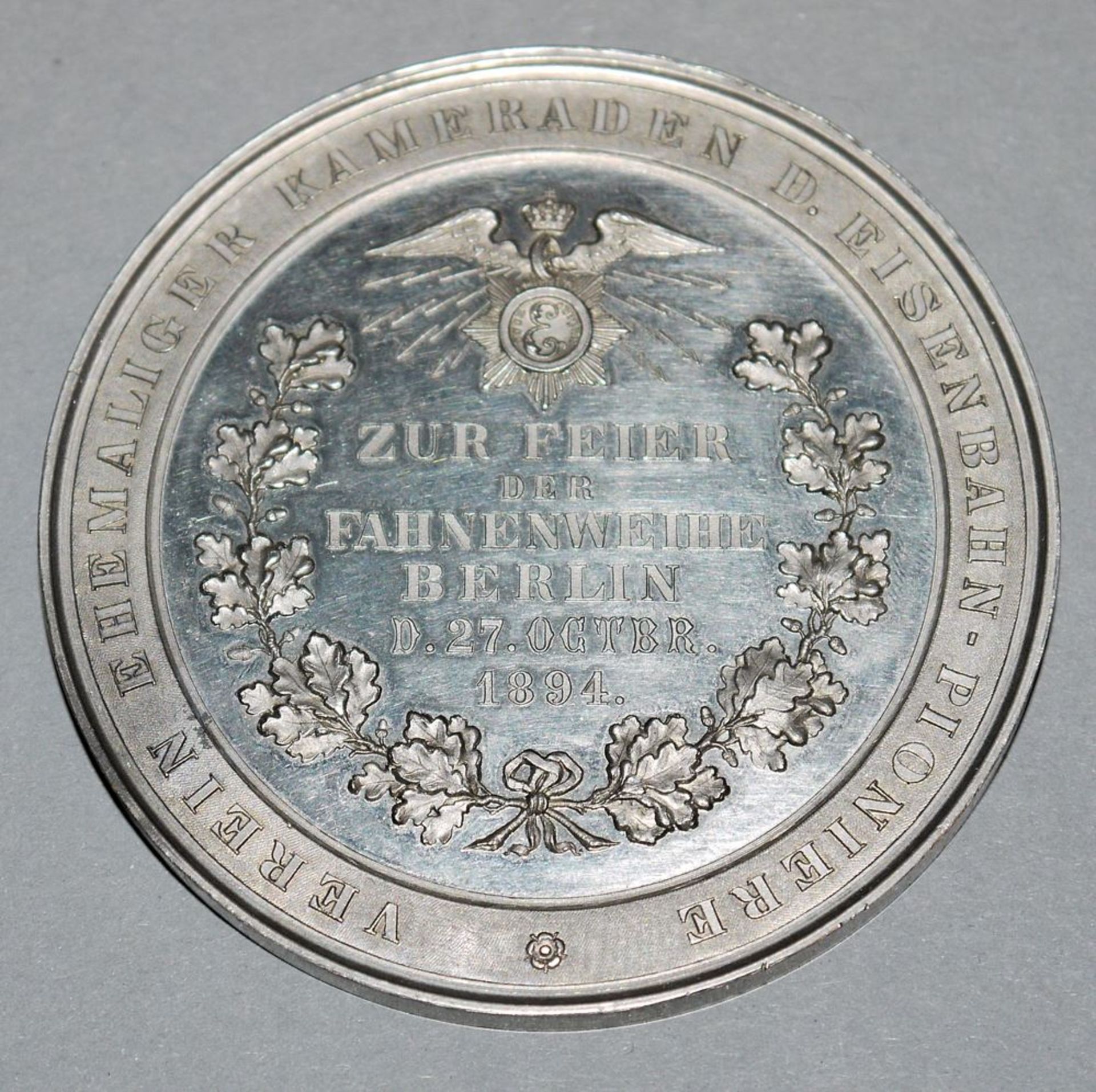 Große Berlin-Eisenbahn Medaille - Fahnenweihe der Eisenbahnpioniere Berlin 1894 (Original, keine Na