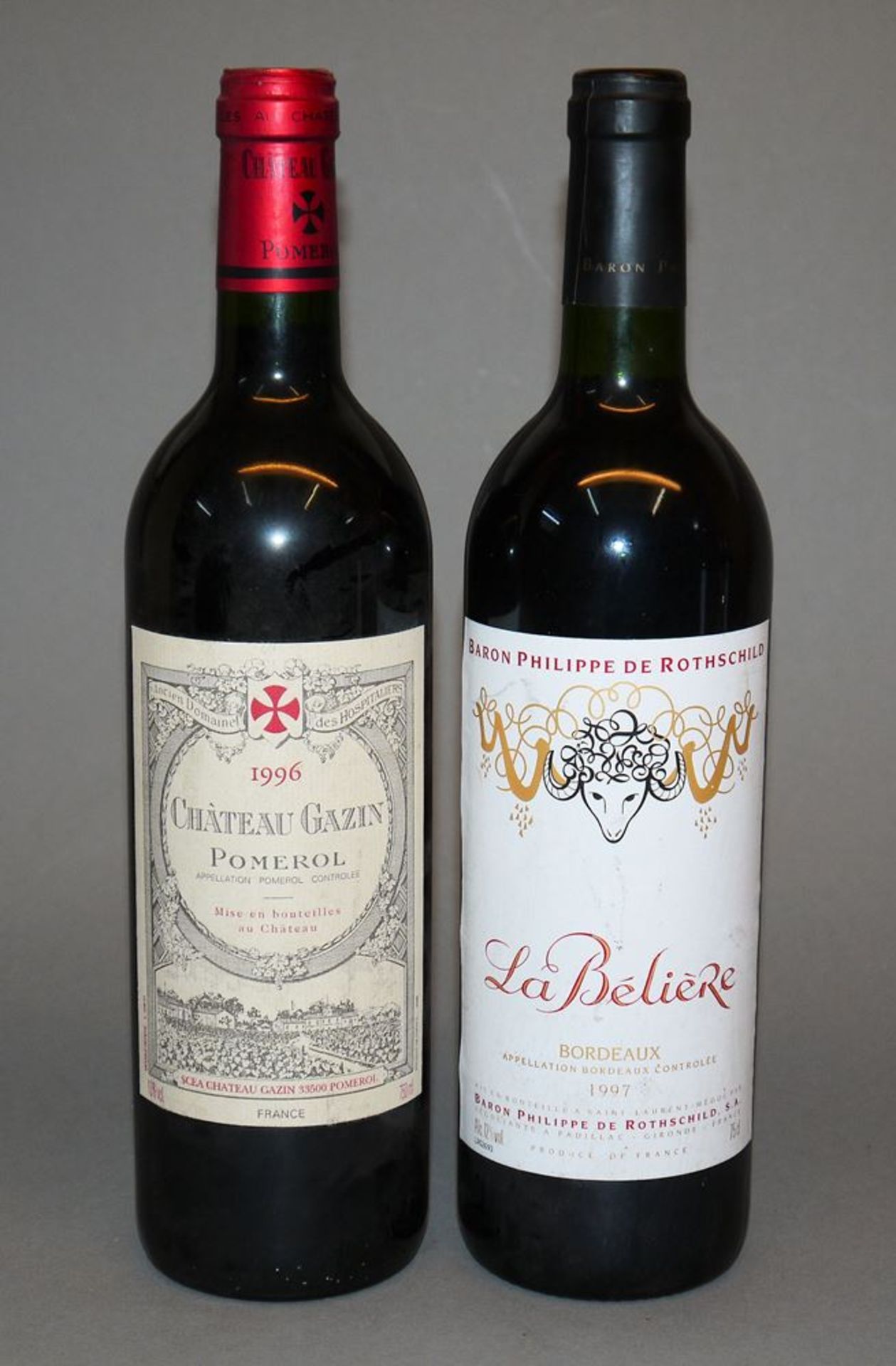 1 Flasche 1996 Château Gazin Pomerol & 1 Flasche 1997 Baron Philippe Rothschild La Bélière