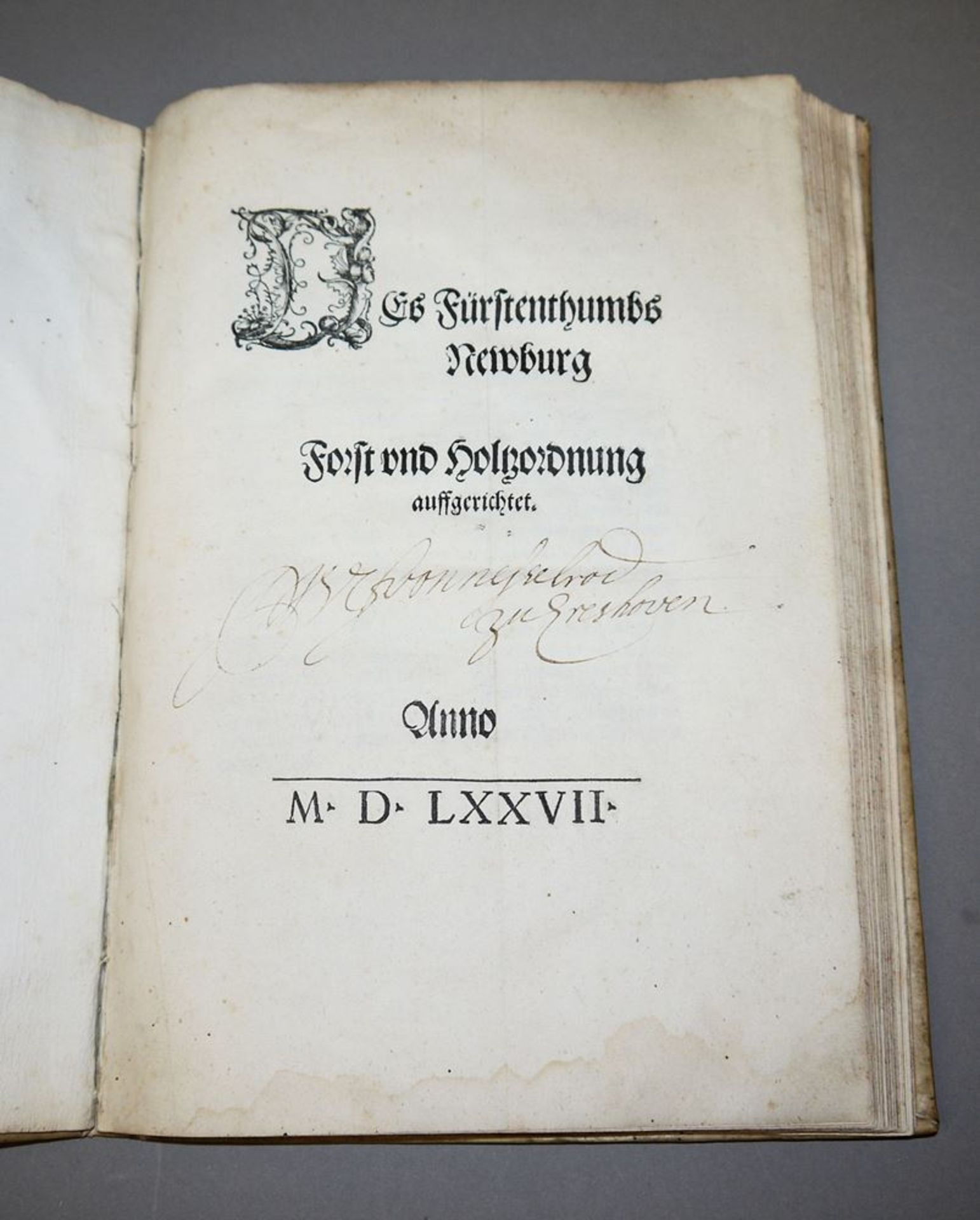 Antiquarisches zur Forstordnung von Neuburg an der Donau 1577, selten!