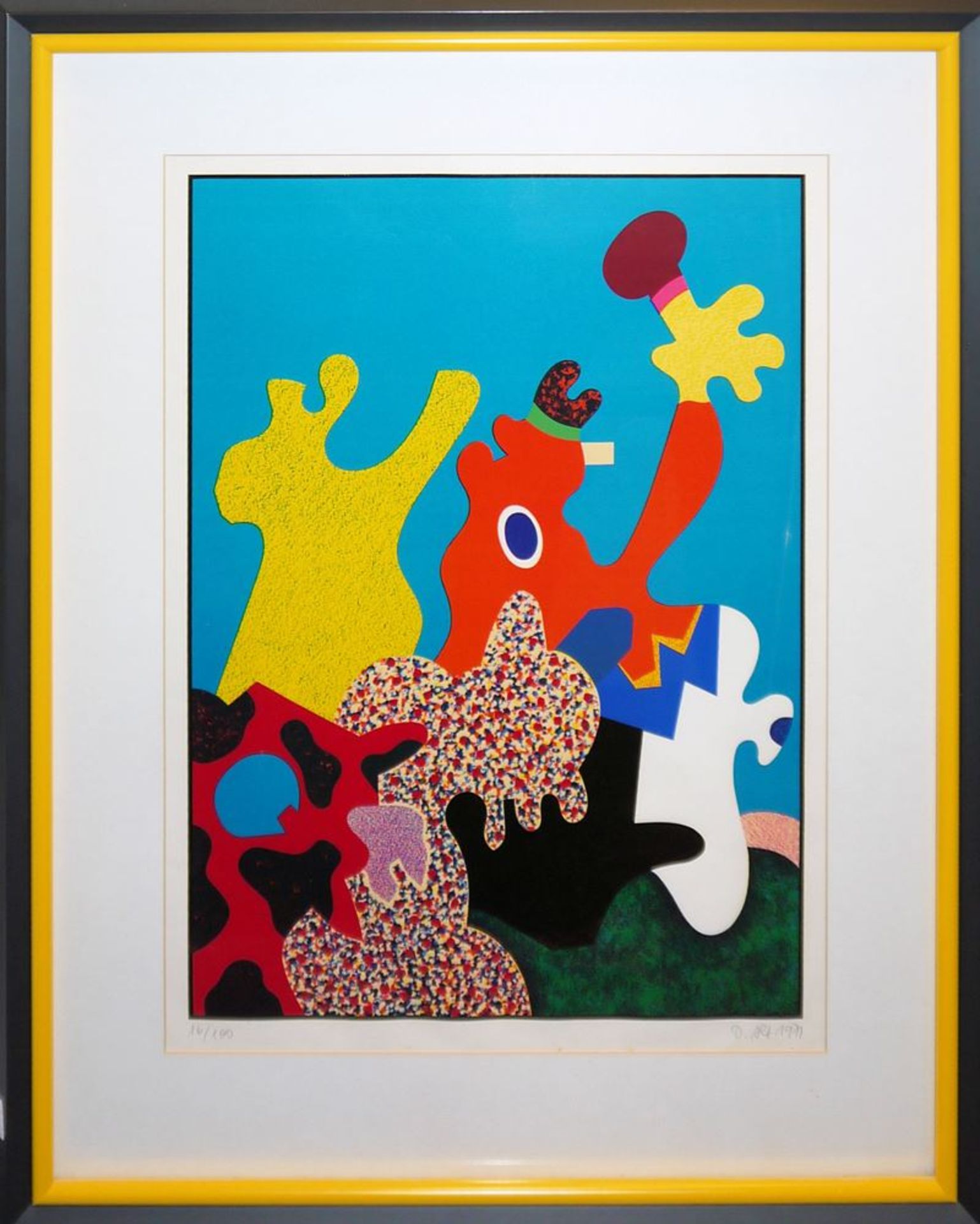 Otmar Alt, Abstrakte Komposition, signierte Farbserigraphie von 1971, in edler Galerierahmung