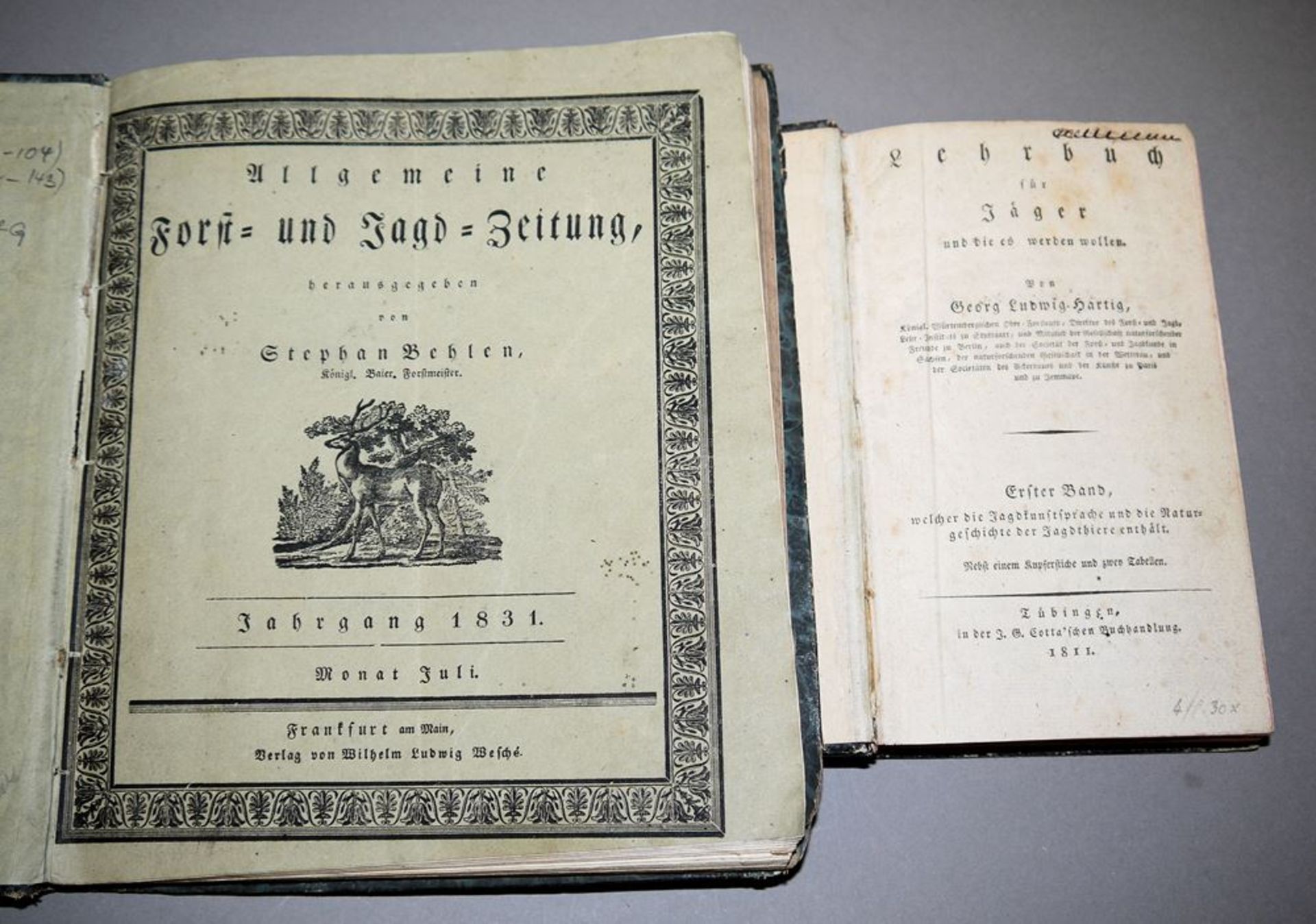 Hartwig, Lehrbuch für Jäger 1811 & Forst- und Jagd-Zeitung Jg. 1831