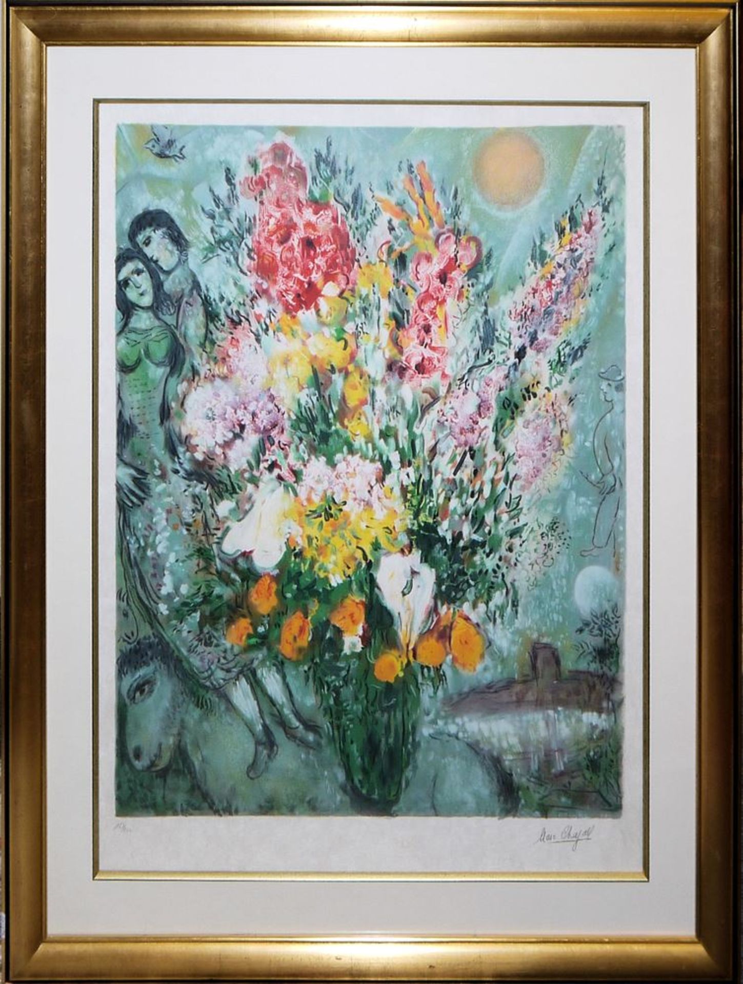 Marc Chagall, Bouquet de Fleurs, Farblithographie, limitierte und signierte Auflage, gerahmt