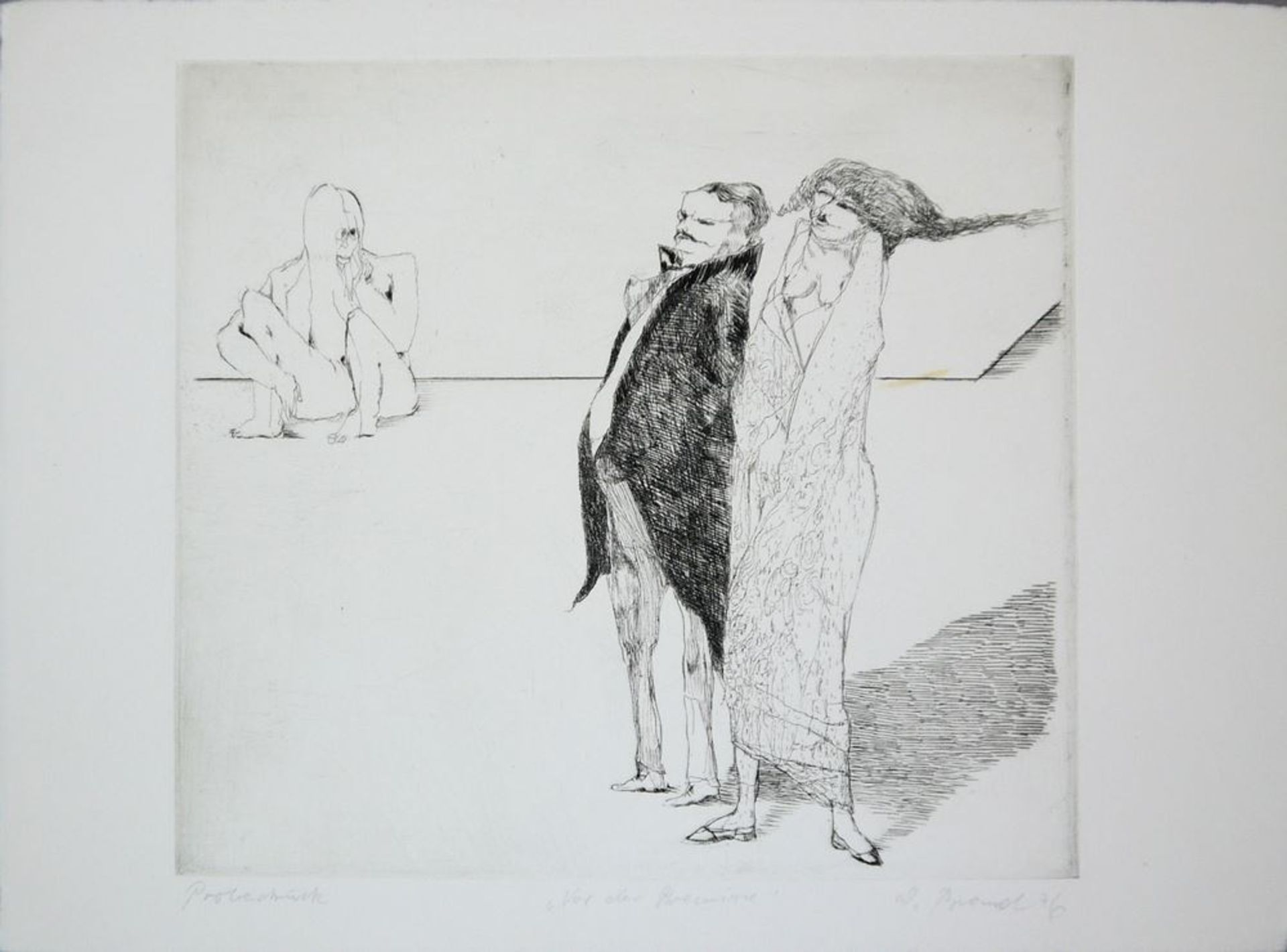 Werner Brand, Konvolut von 5 signierten Arbeiten, 4 Radierungen und eine Original-Bleistiftzeichnun - Bild 3 aus 4