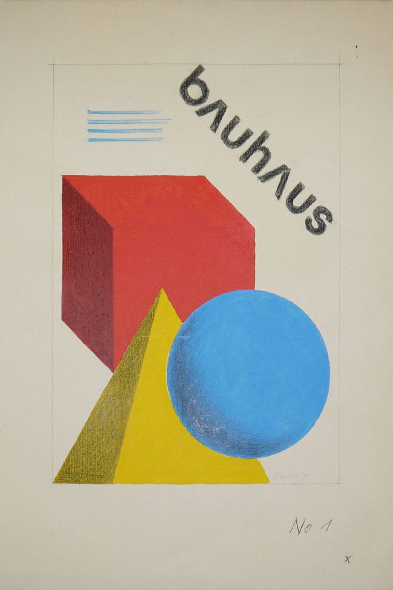 Herbert Bayer, Studie zur Bauhausausstellung, "bauhaus", Gouache von 1971