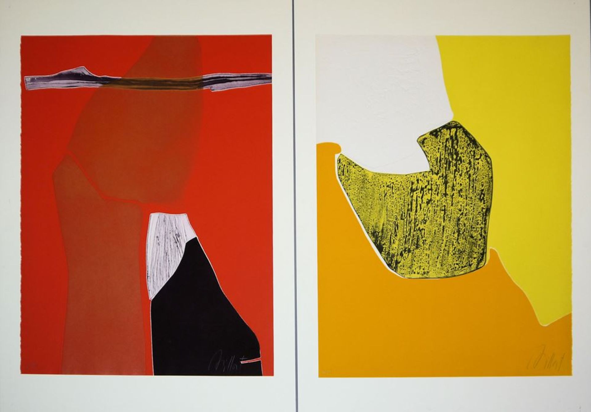 Gilou Brillant, 9 abstrakte Kompositionen, großformatige Carborundum-Farbradierungen aus Galerien-N - Bild 4 aus 5
