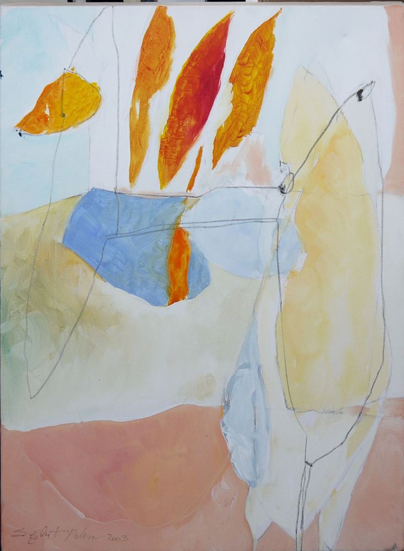 Siegbert Franklin, Abstrakte Kompositionen, 2 signierte Acrylgemälde von 2003 - Bild 3 aus 4
