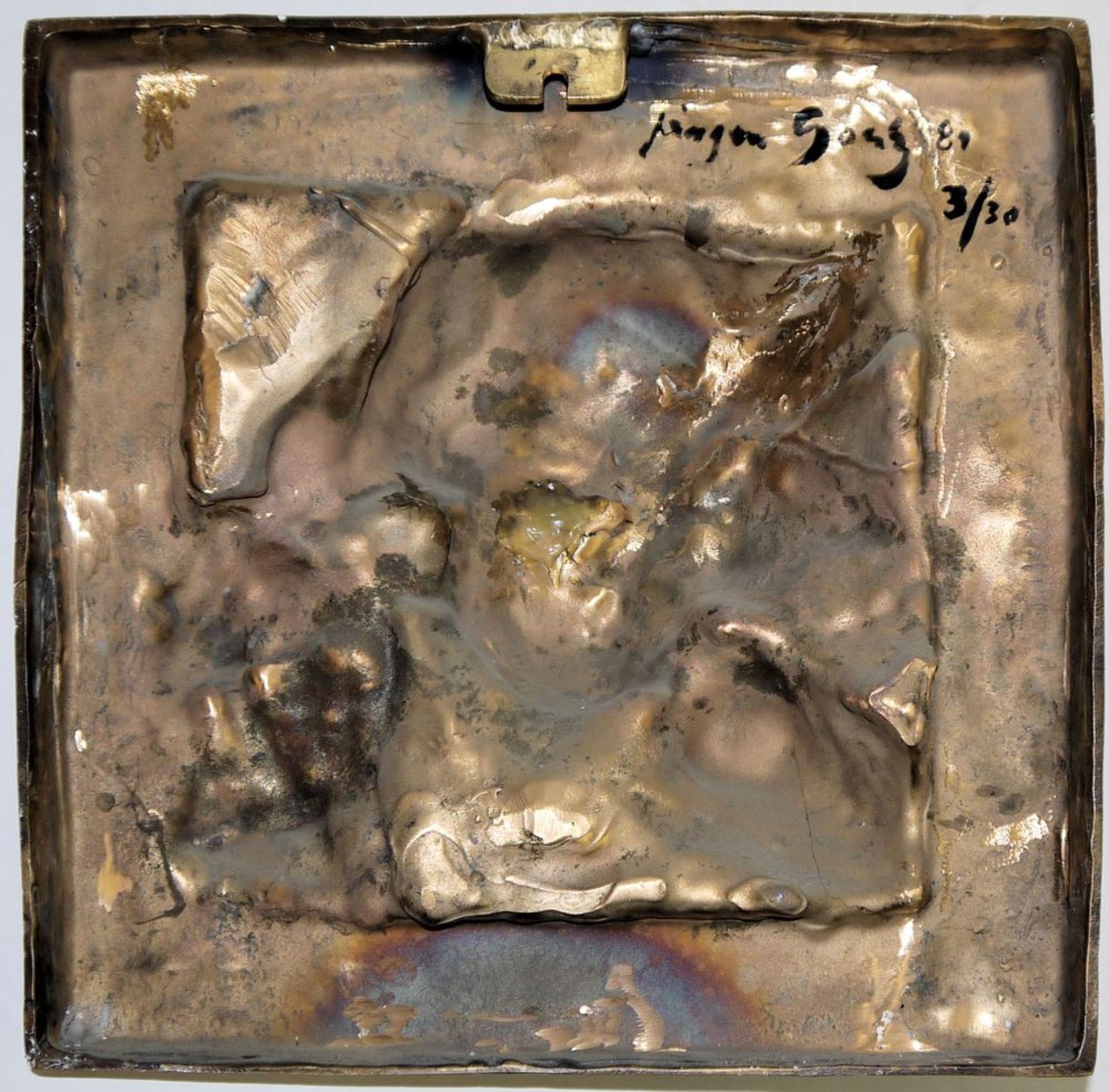 Jürgen Goertz, "Waldgeist", Relief, signierte Bronzeplastik von(19)81 - Image 2 of 2