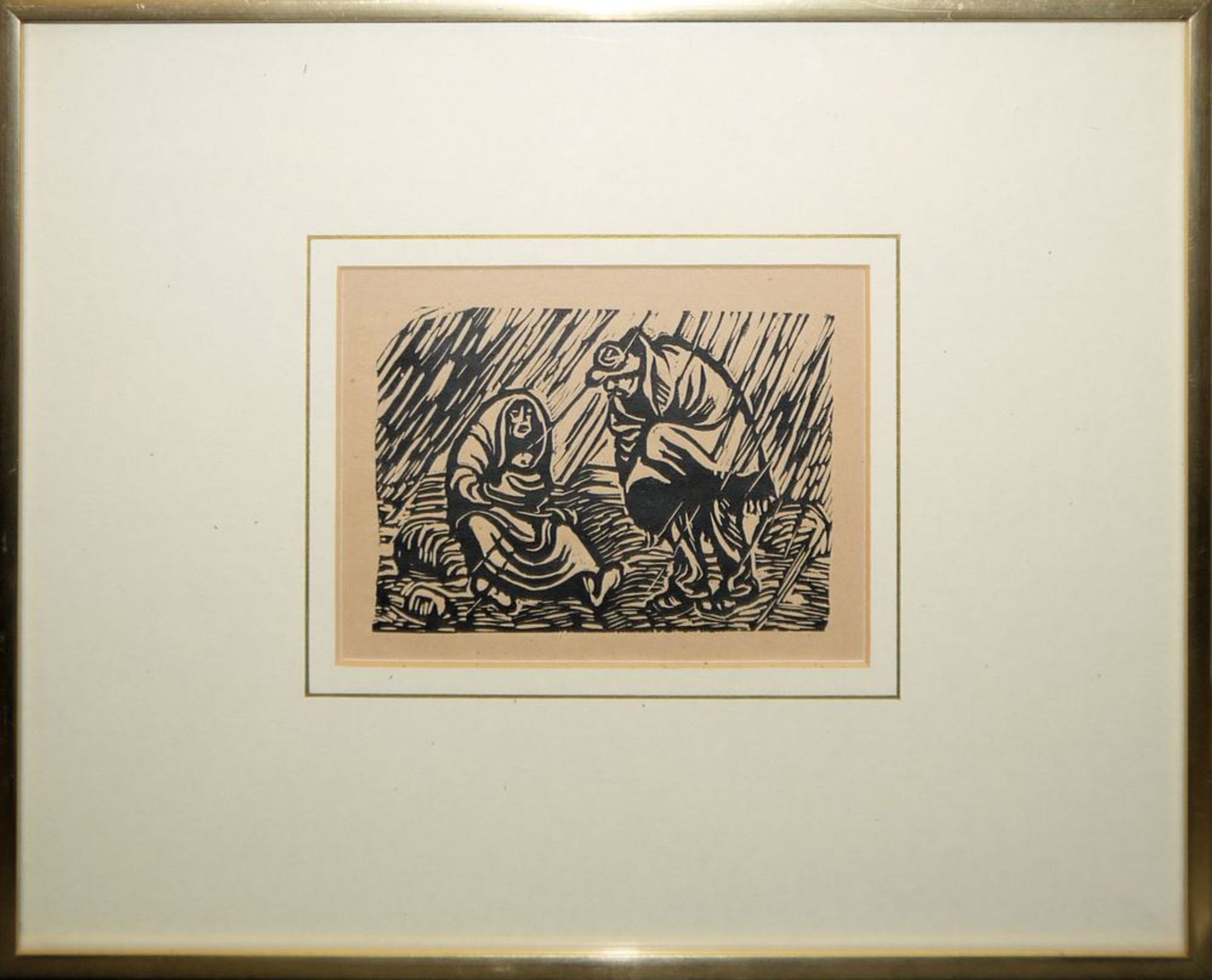 Ernst Barlach, Haderndes Paar im Regen, Holzschnitt von 1922, gerahmt & Gerhard Marcks, Mythisches 