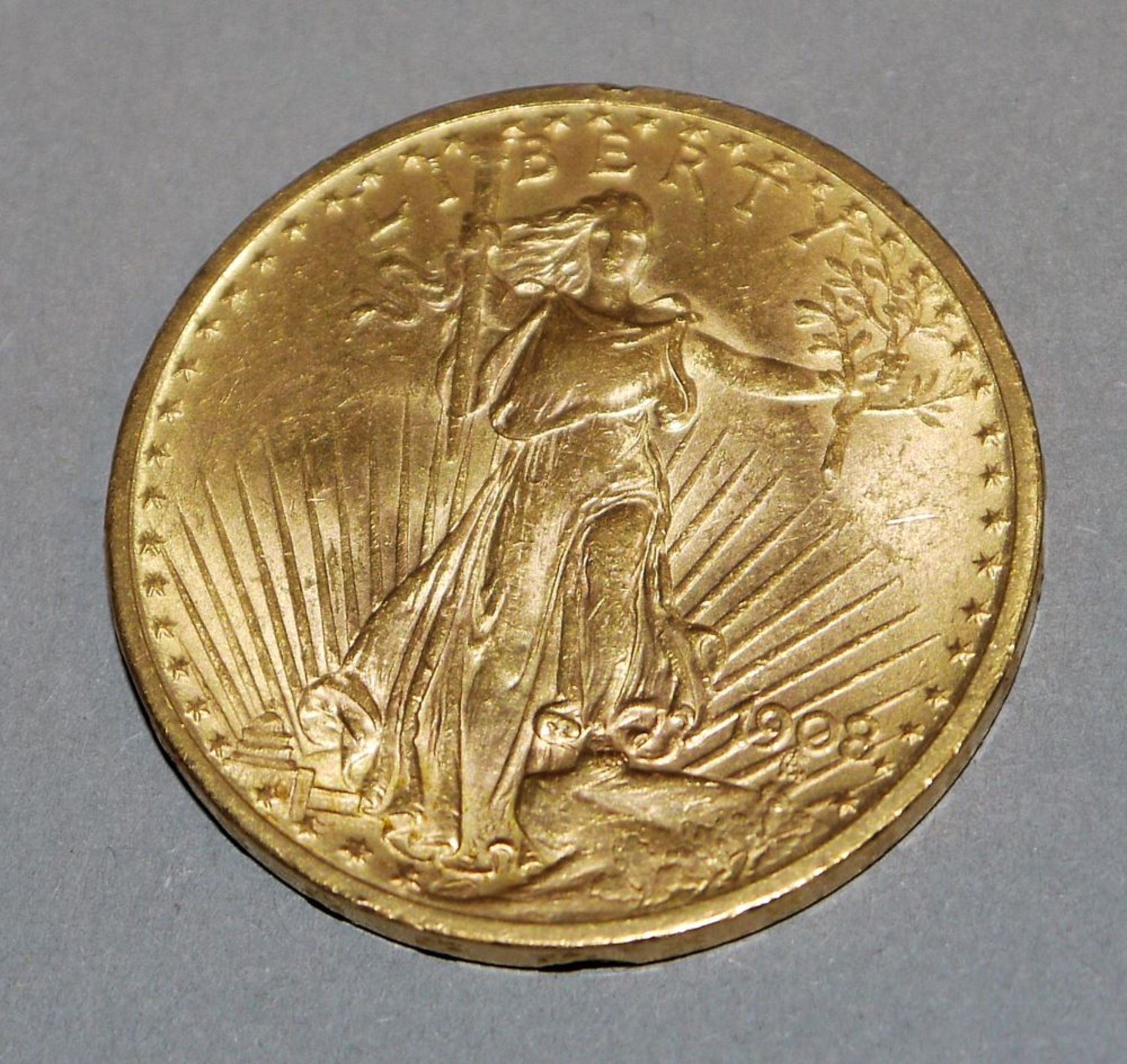 Goldmünze 20 Dollar Saint Gaudens Double Eagle USA 1908 - Image 2 of 2