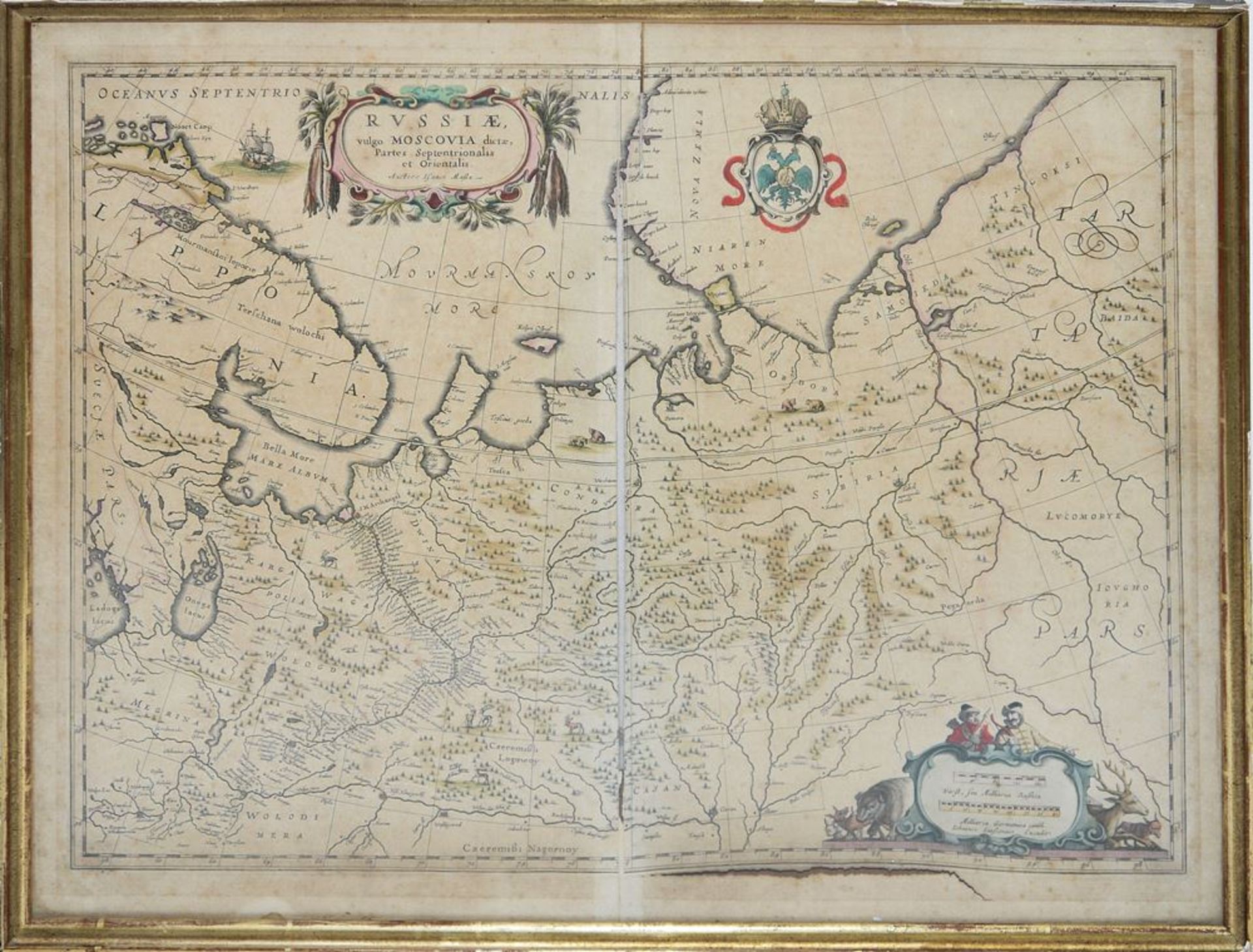 Landkarte Russland, Amsterdam 1638, gerahmt