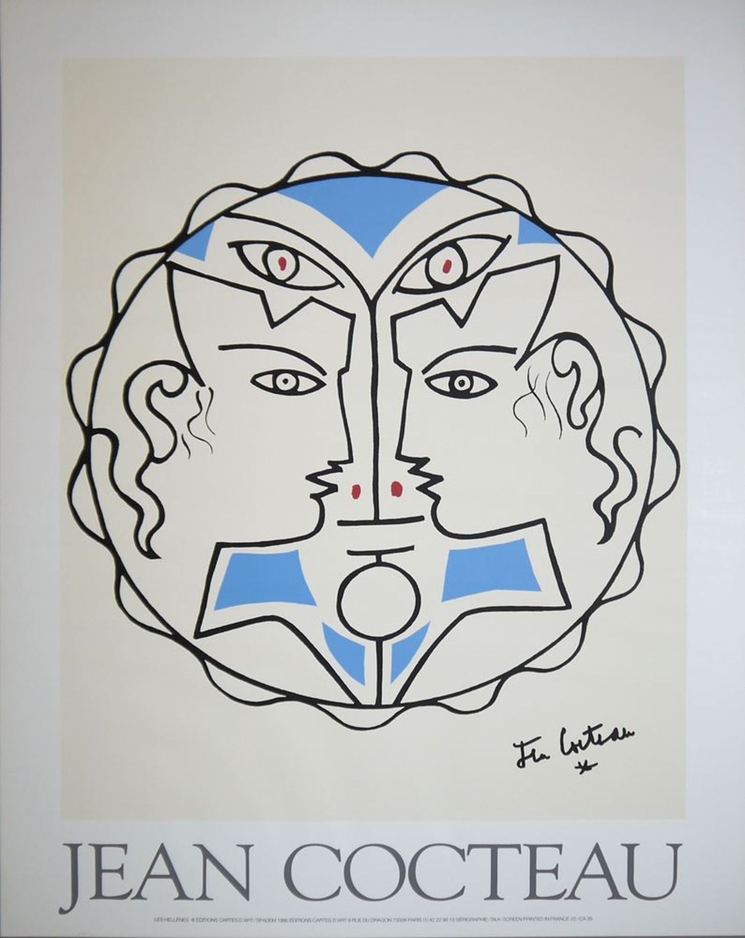 Jean Cocteau, "Les Hellènes", colour serigraph, Èditions Carte d'Arte, from 1990