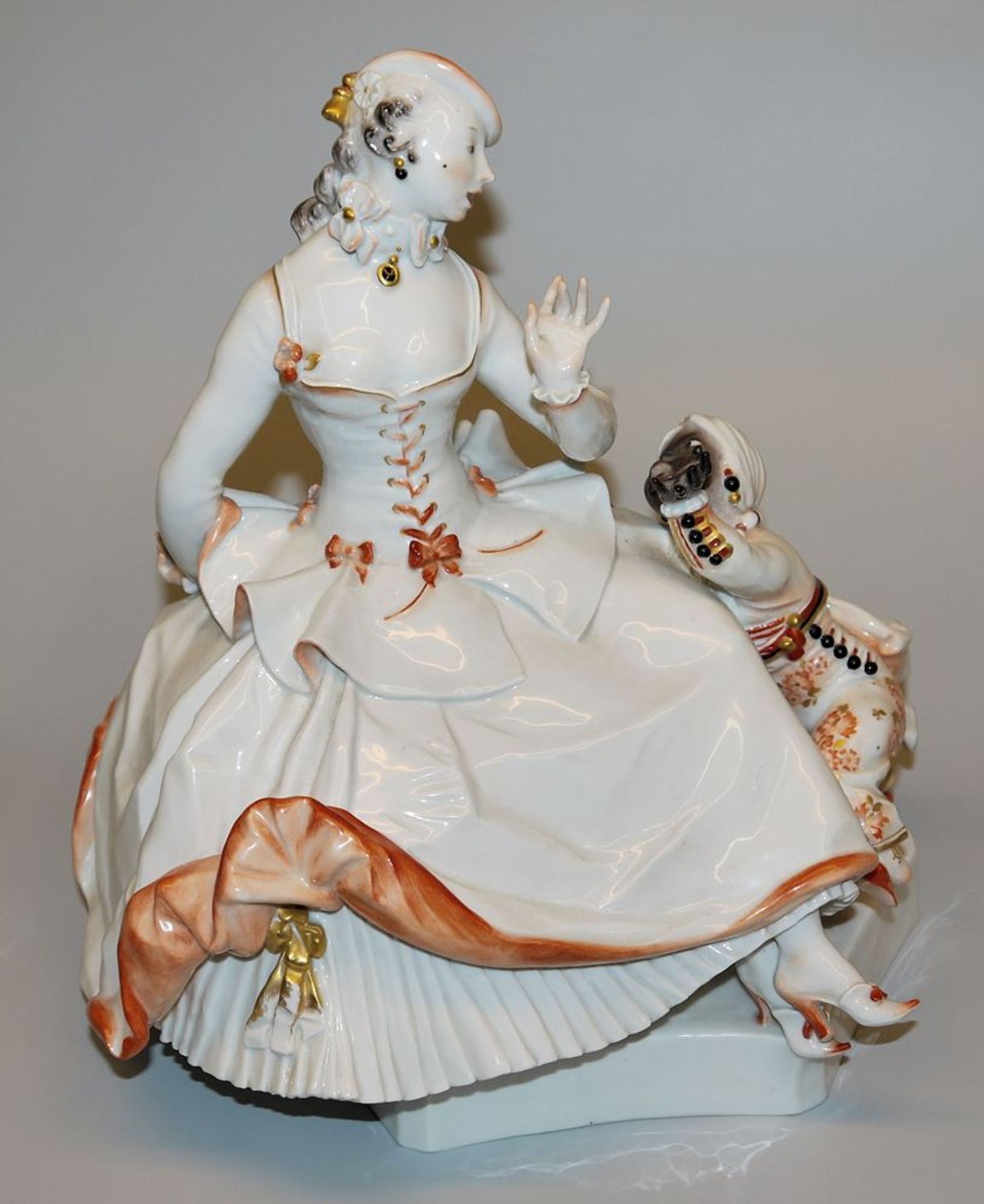 Porcelain group Lady with a Boy Moor, Paul Scheurich for Meißen - Image 9 of 11