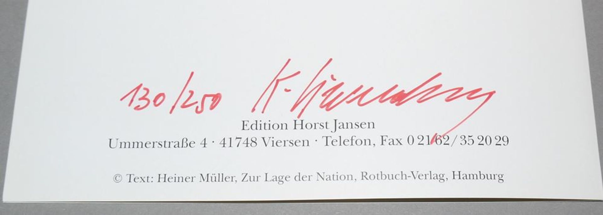 Katharina Sieverding, Weltlinie 1999 - Der Sinn einer Wahrheit, signed colour serigraph & triplex p - Image 4 of 4
