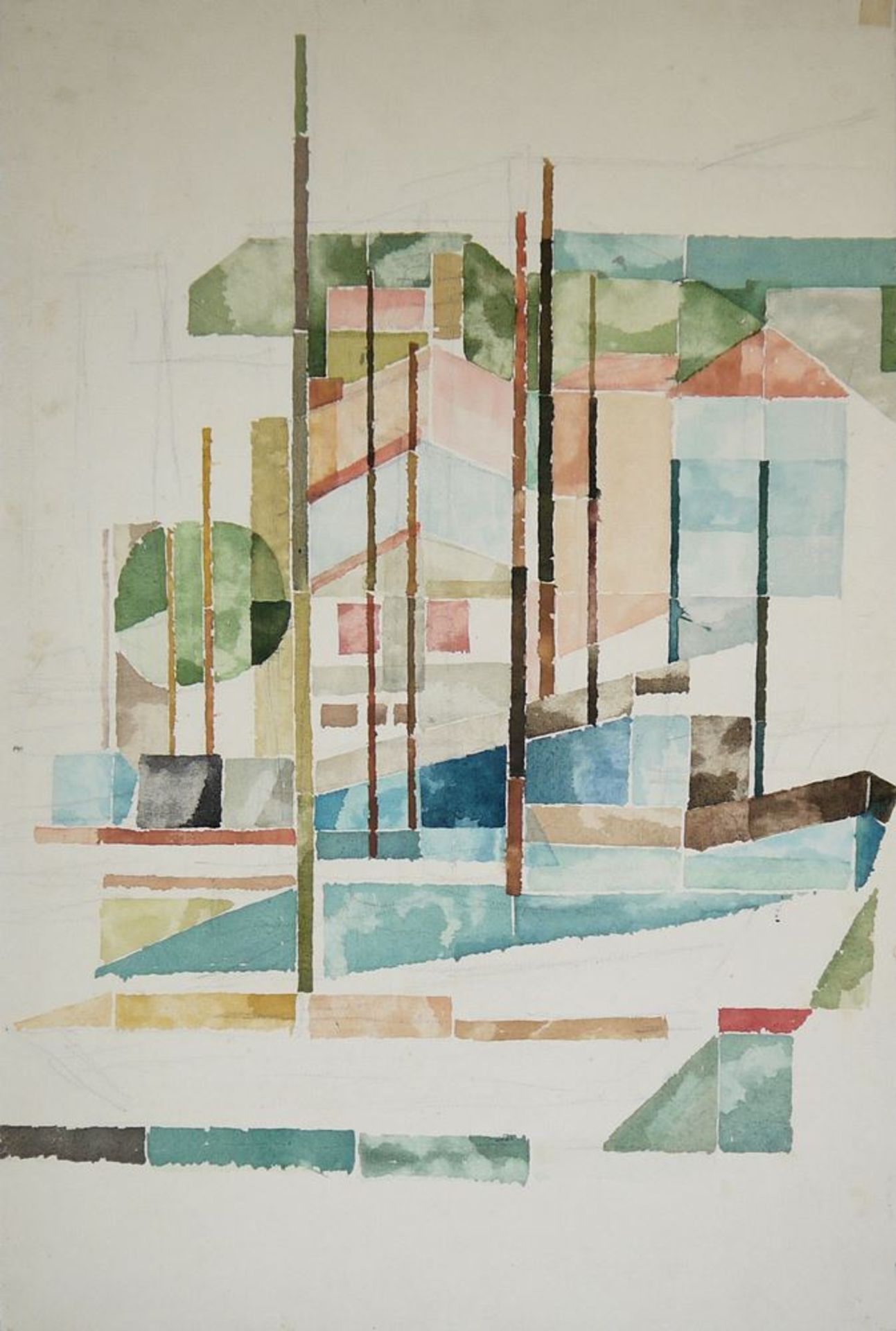 Compound of 5 originals by Arthur Sühs, Abstract and Cubist Compositions  - Image 2 of 2