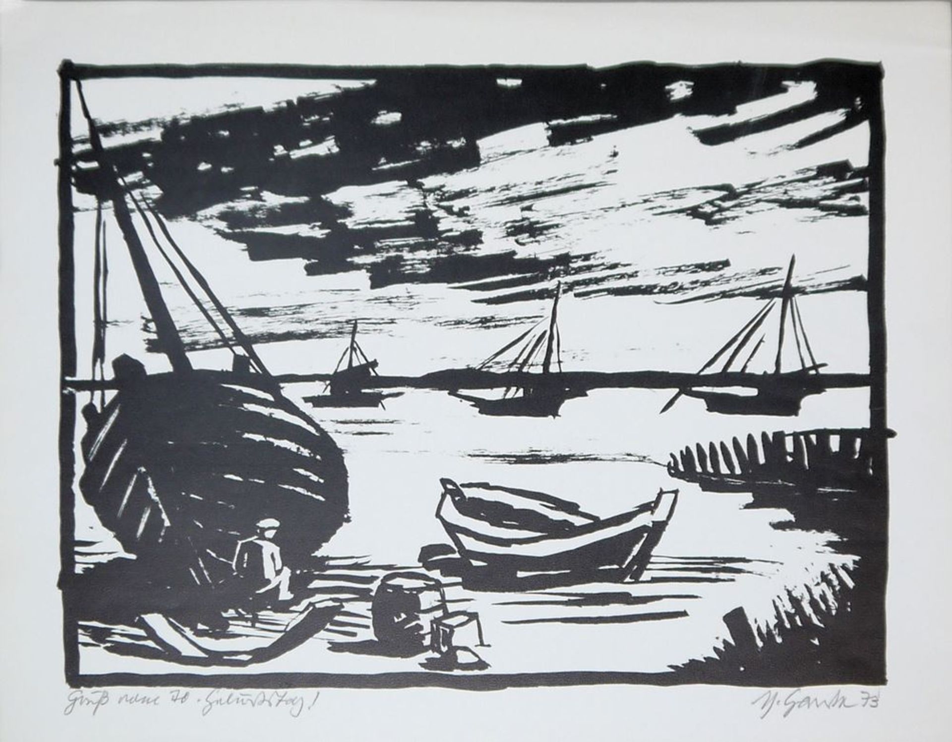 Theo Garvé (master student of Max Beckmann), 6 woodcuts, signed - Image 2 of 3