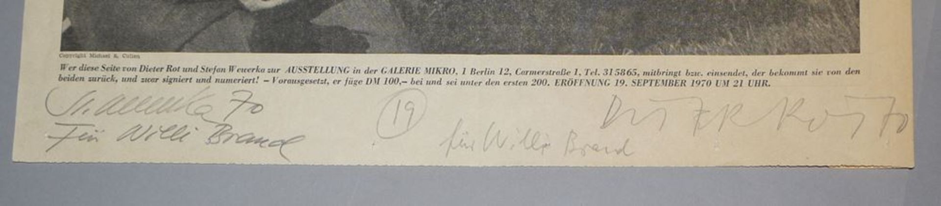 Dieter Roth & Stefan Wewerka, "Für Willi Brand", von beiden signiertes Fluxusblatt von 1970 - Bild 2 aus 2