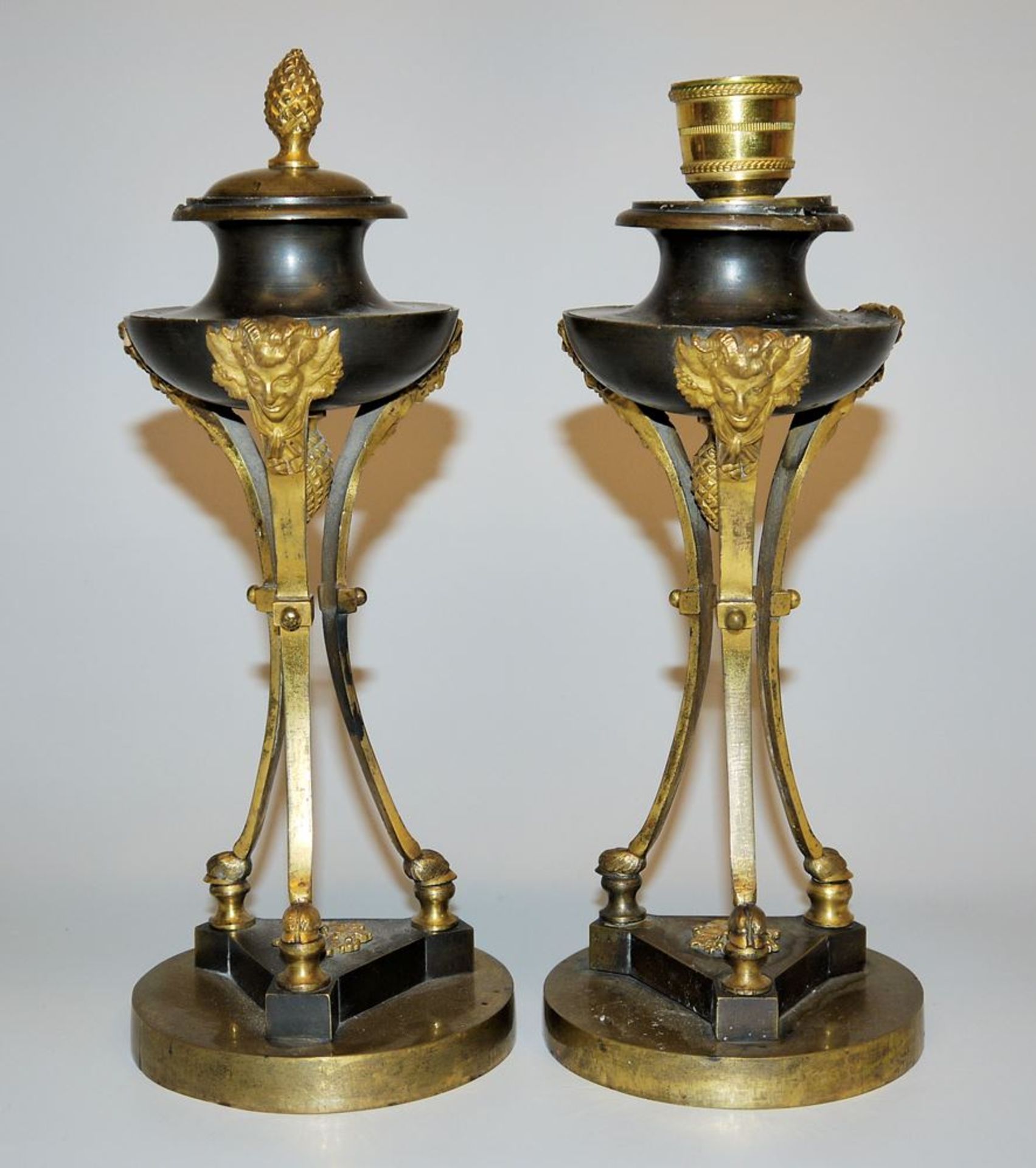 Pair of Empire candlesticks, bronze, probably France, early 19th century