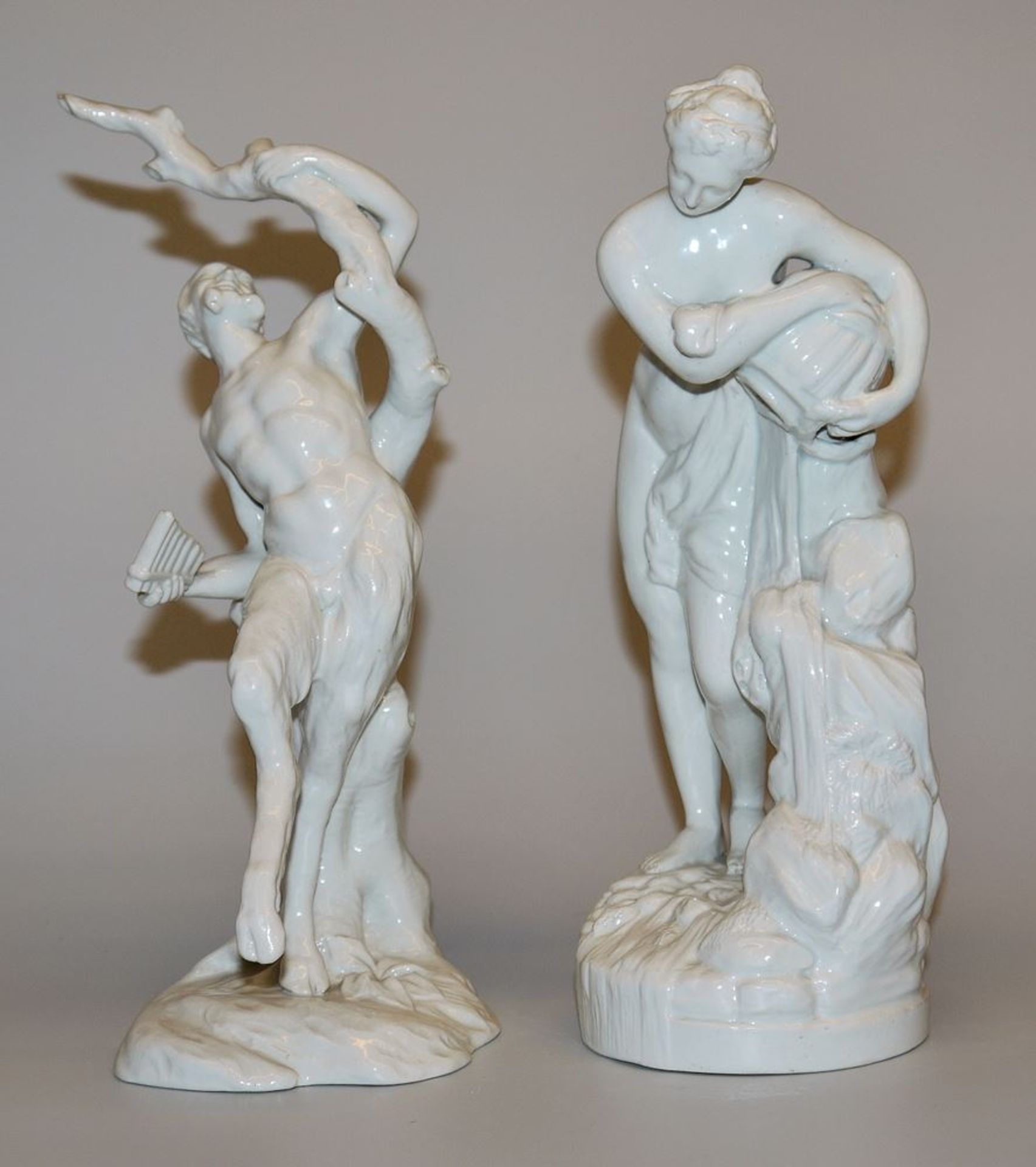 Pair of porcelain sculptures Pan and Nymph, Niderviller, c. 1800