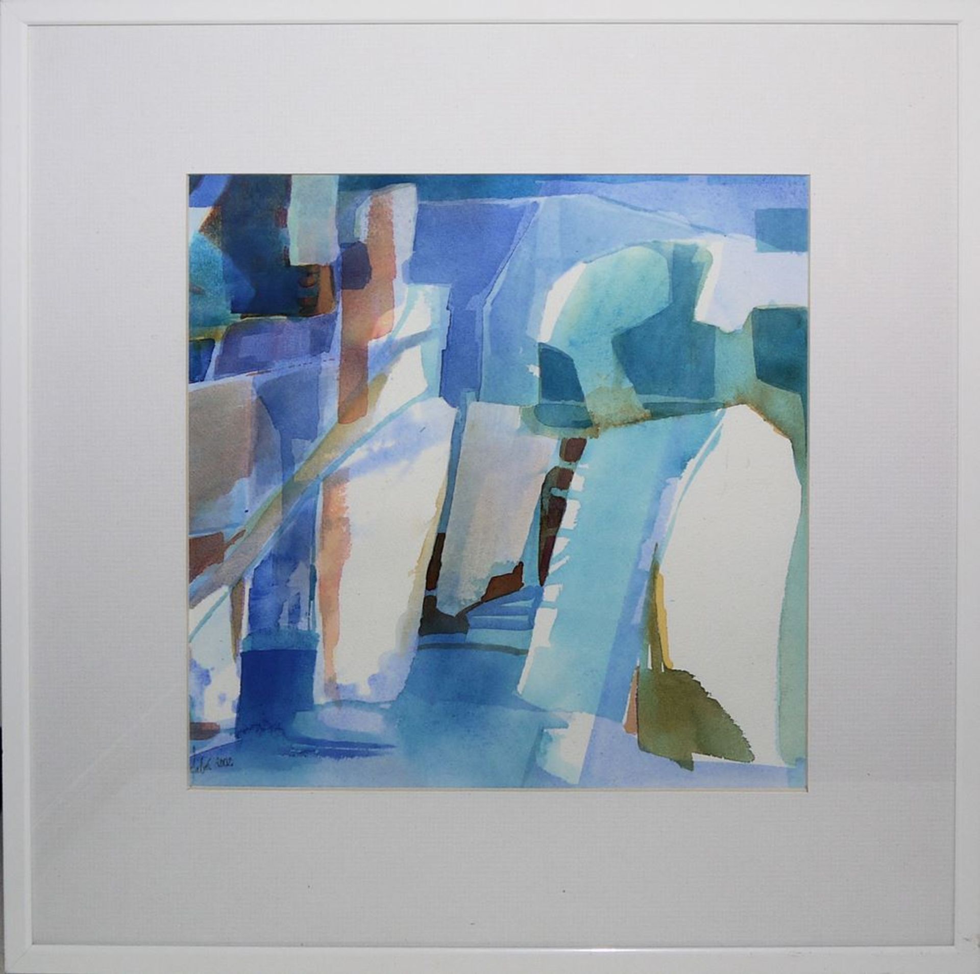 Ursula Faber, Abstract compositions, acrylic paintings and watercolours, framed - Image 3 of 4