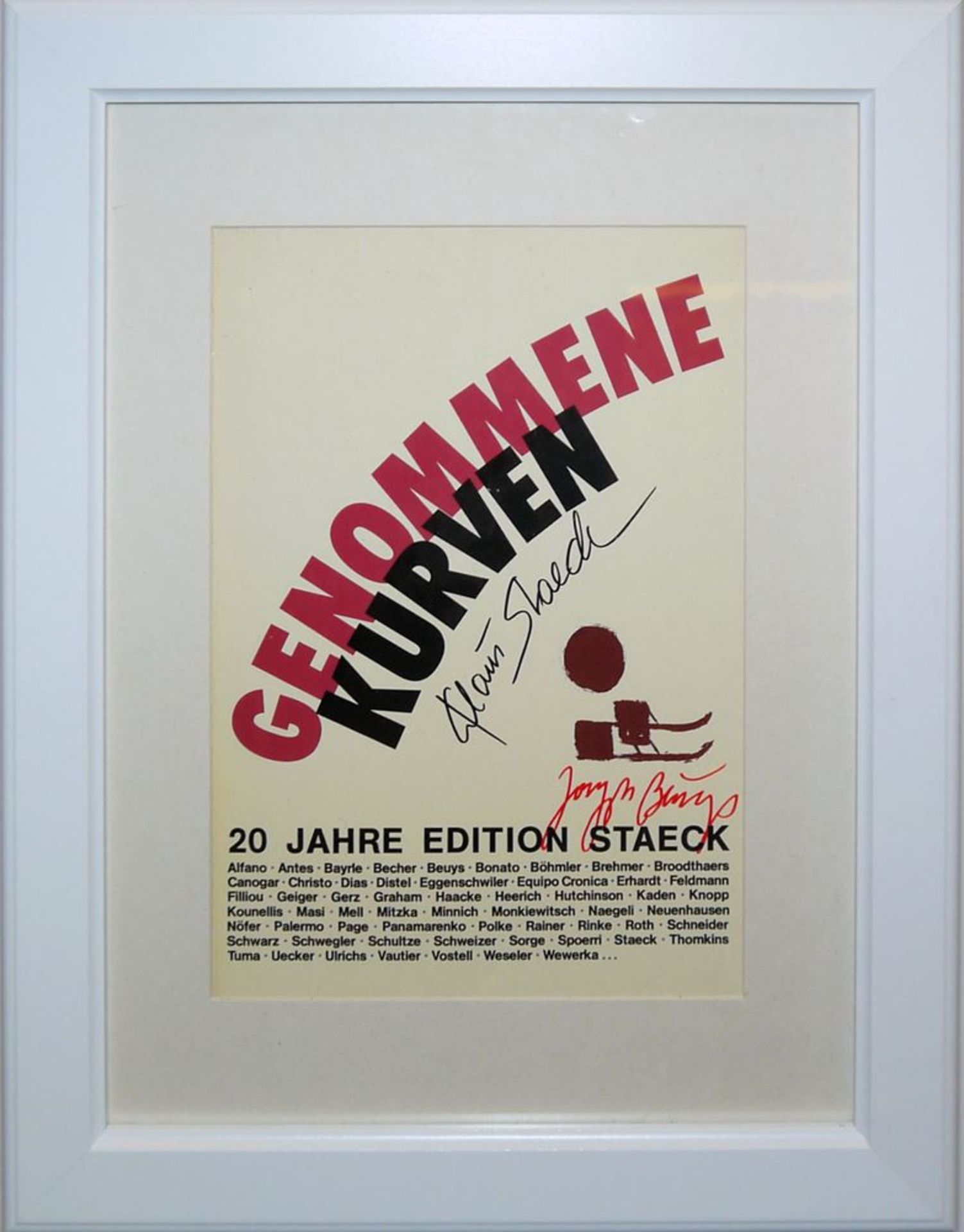 "Genommene Kurven, 20 Jahre Edition Staeck", with autograph Joseph Beuys and Klaus Staeck, 1985, si