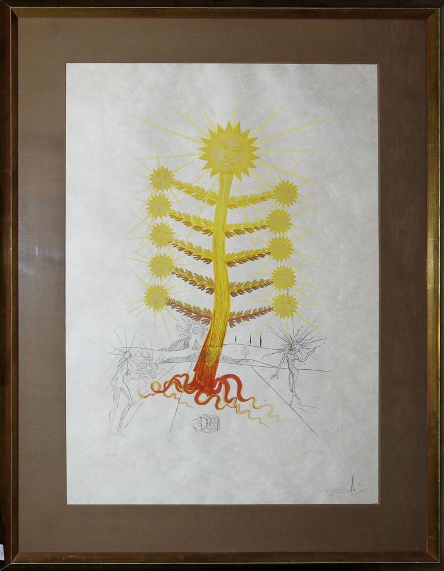 Salvador Dali, Soleil (Helianthus Solifer) Sunflower, from the series "Flordali", colour etching fr