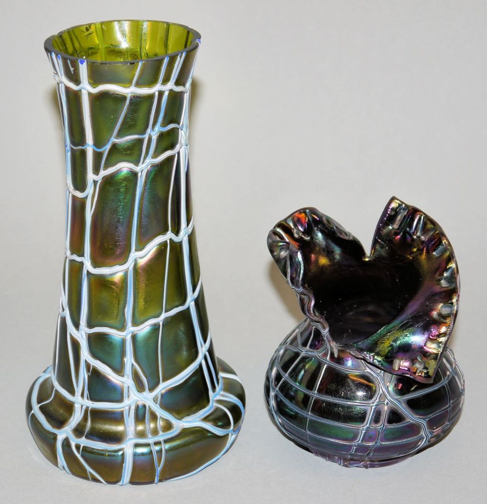 Two glass vases of Art Nouveau, probably Pallme, König & Habel, Kosten bei Teplitz circa 1900/10