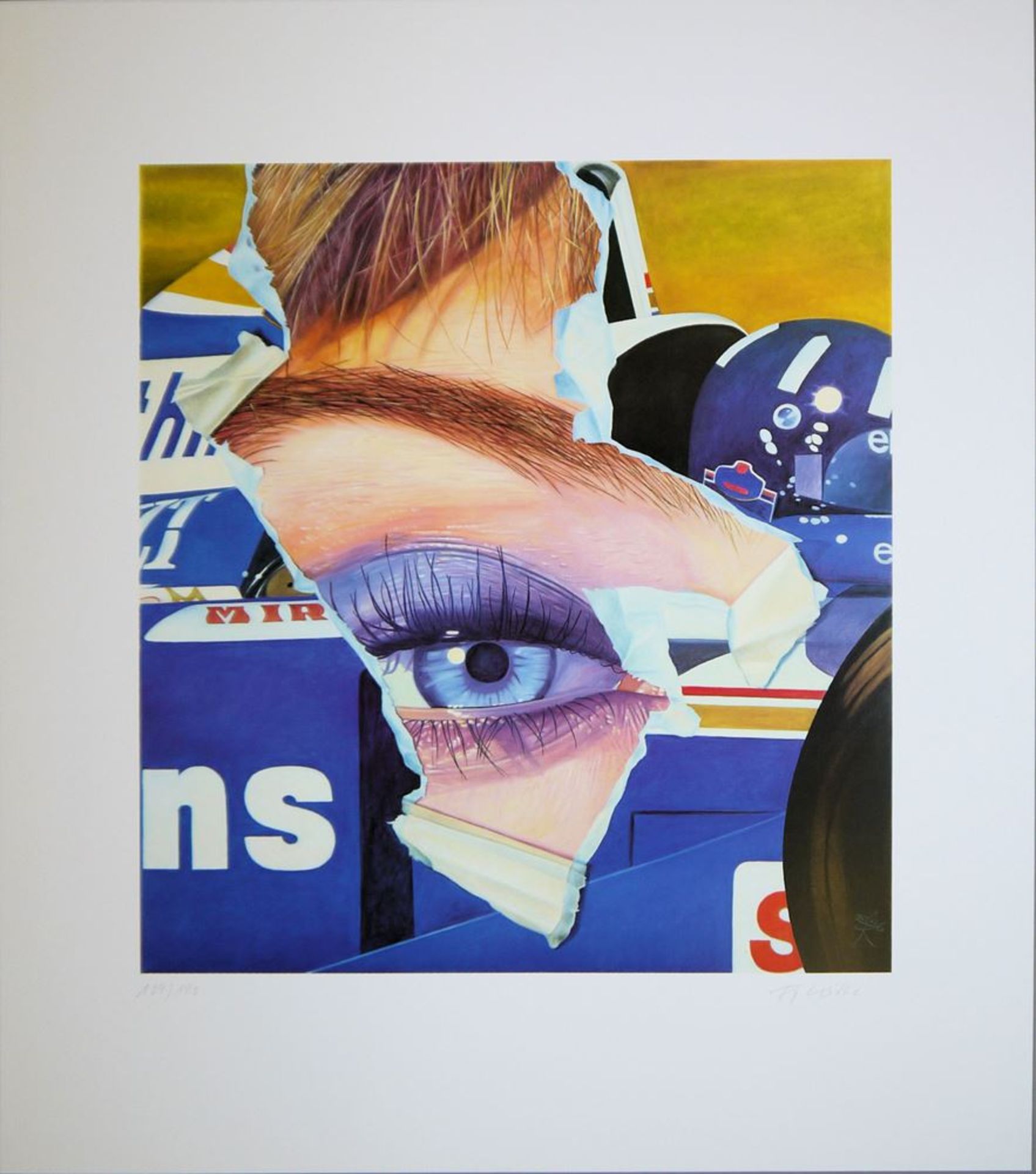 Fritz Köthe, "to the right", drawing from 1981, framed & "Blue Eye", colour offset, sign. - Image 3 of 4