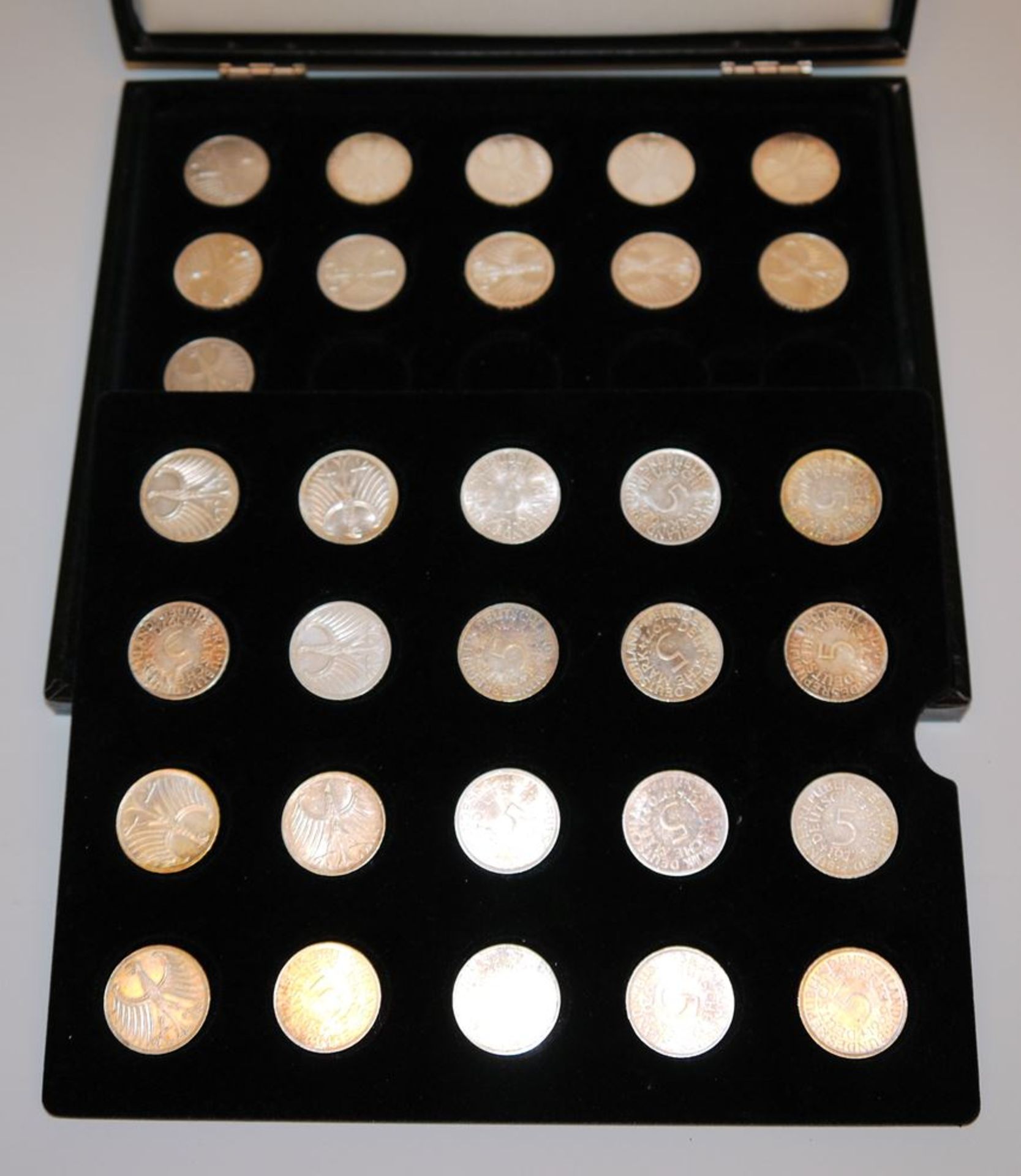 Sammlung von 31 x 5 Deutsche Mark, Silber, 1951-1974