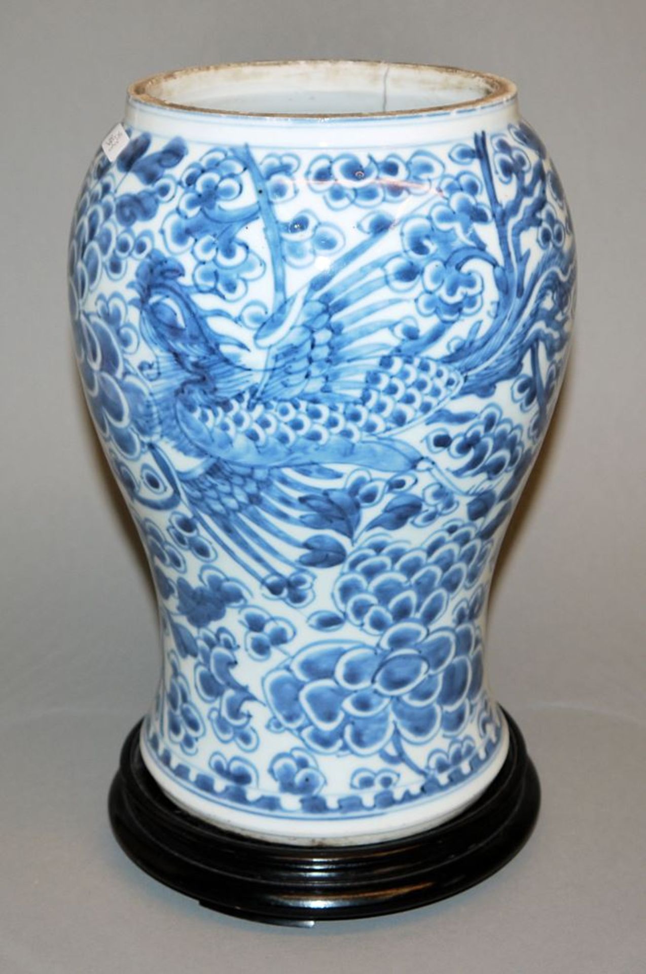 Blauweiß-Balustervase mit Phönix-Dekor, Qing-Zeit, China 19. Jh. - Bild 3 aus 4