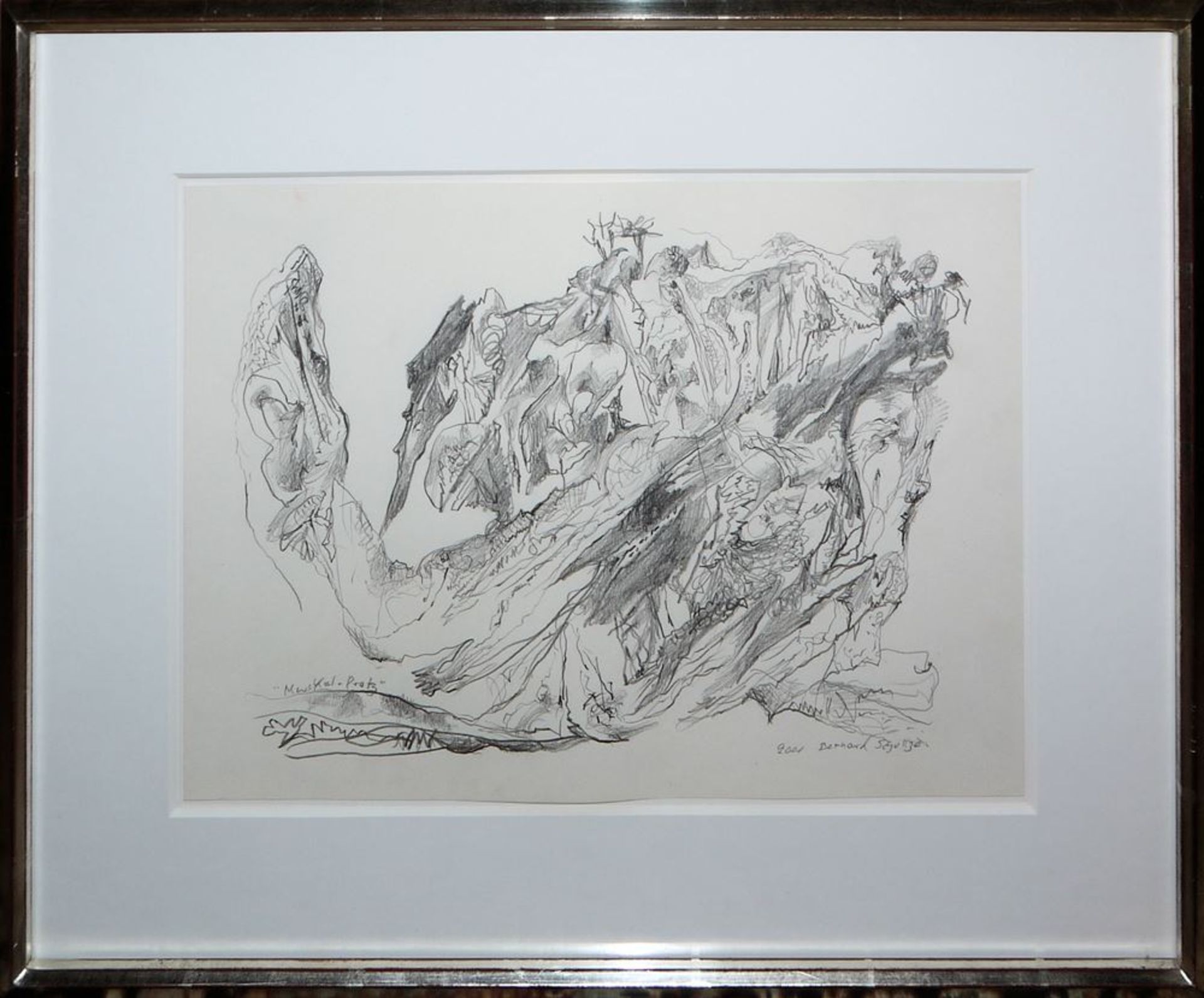 Bernard Schultze, "Muskelprotz", drawing in mint gallery frame
