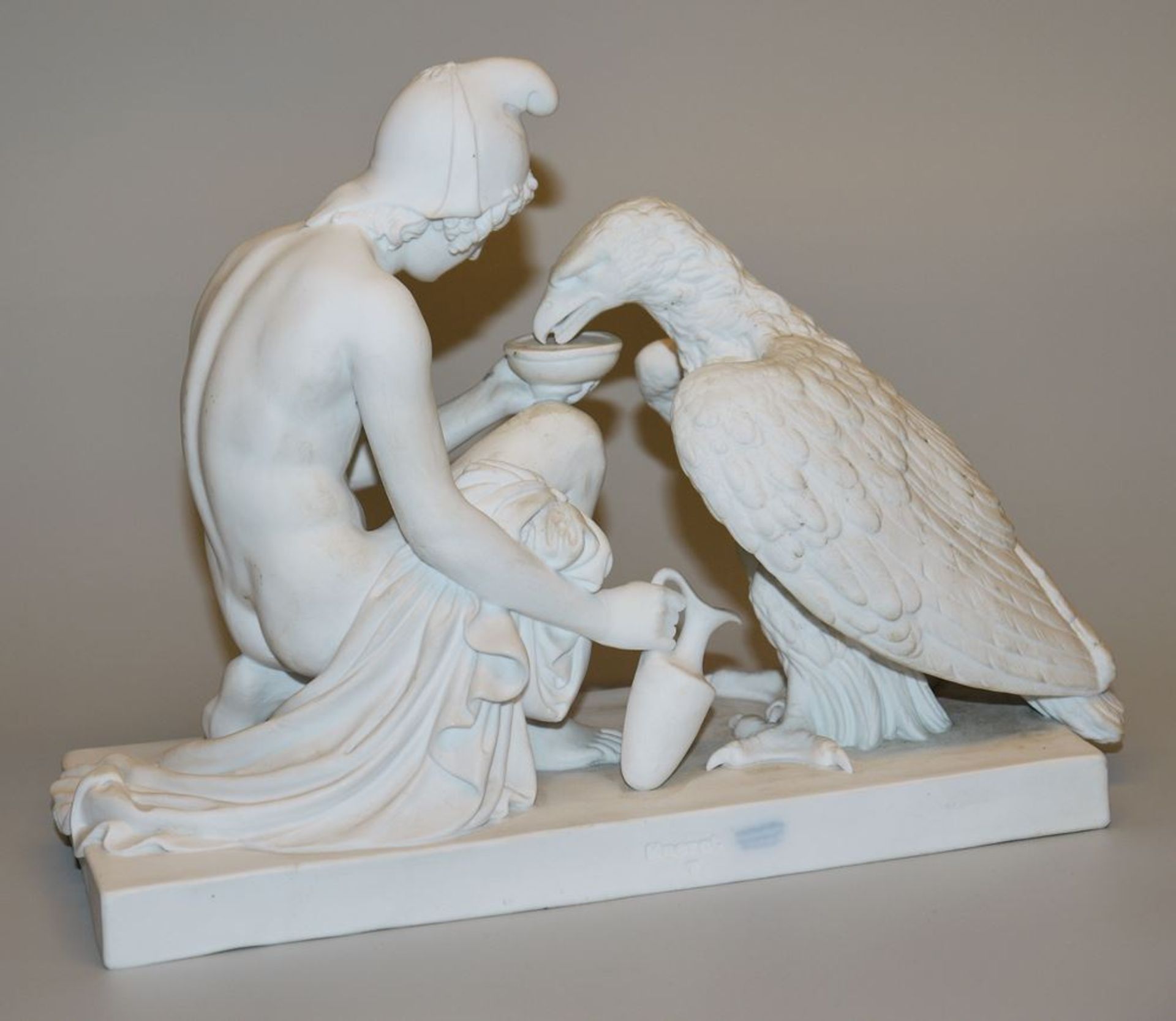 Porcelain group Ganymede, tränking the eagle/Zeus, Eneret, Royal Copenhagen c. 1880/1900, after Ber - Image 2 of 2