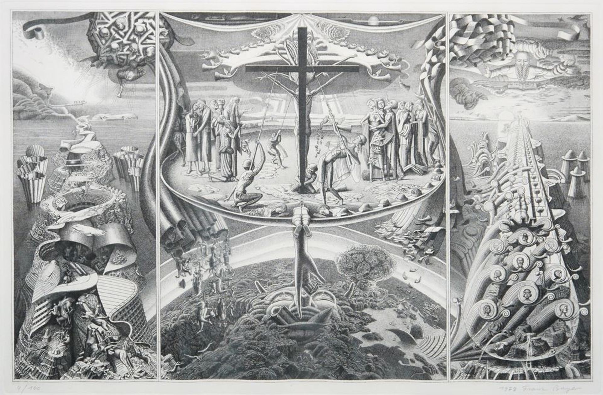 Franz Bayer, "Triptychon", etching from 1979, framed - Image 2 of 3