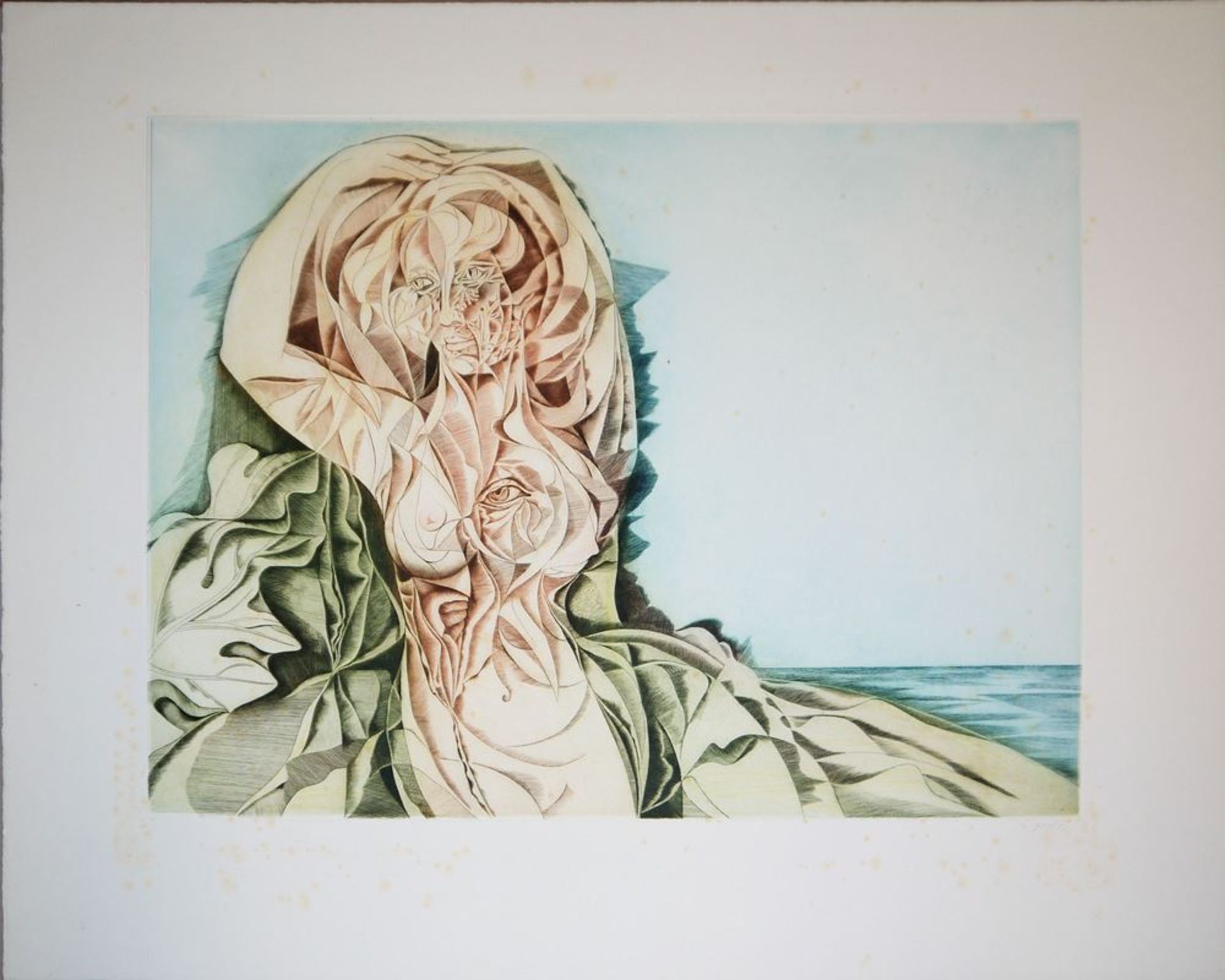Bernhard Epple, Muscheln, Unterwasserwelt und Porträts, 4 Aquarelle & 4 Graphiken (ein früher Holzs - Bild 3 aus 8