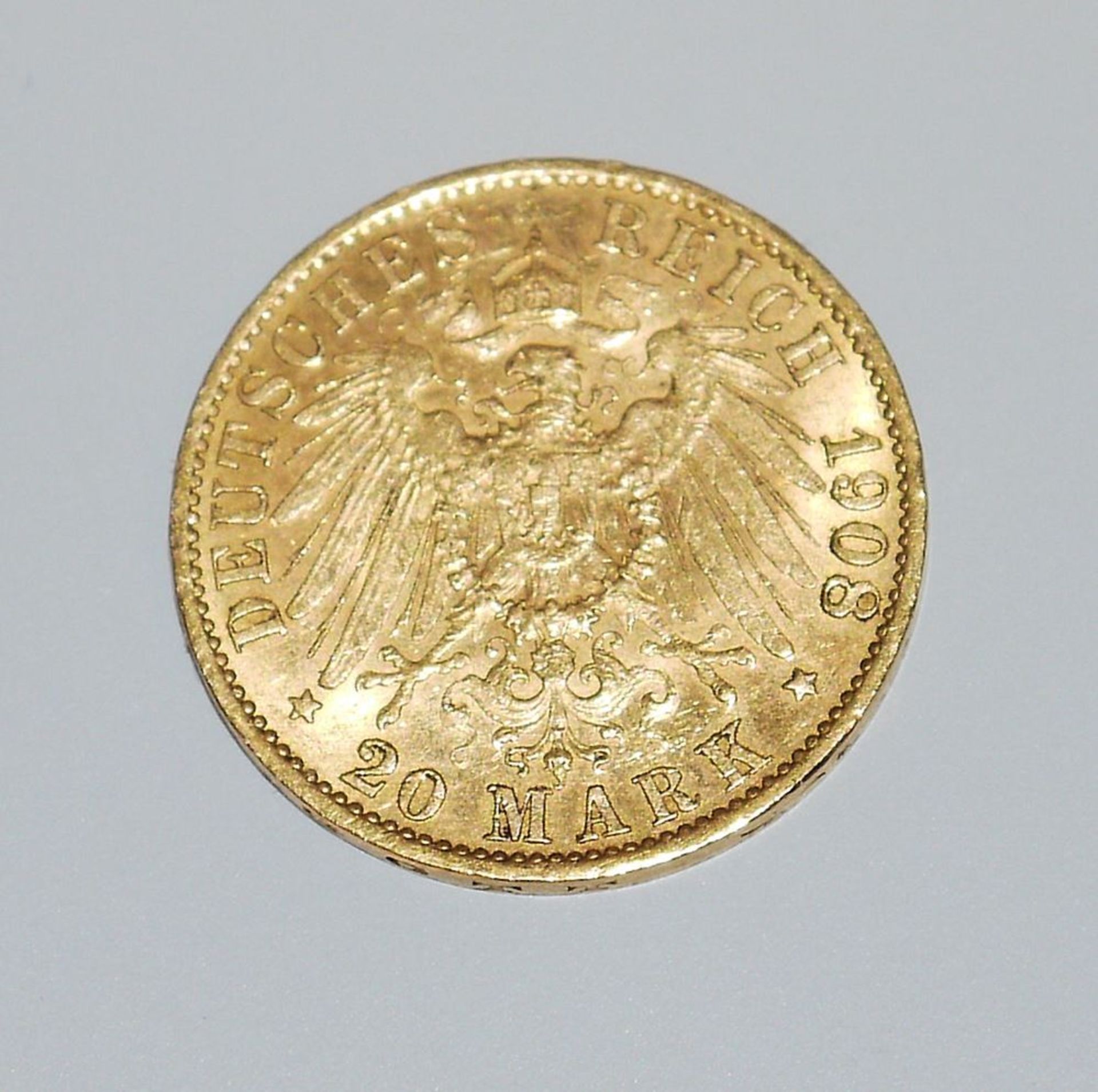 Gold coin German Empire 20 Mark 1908 - Image 2 of 2