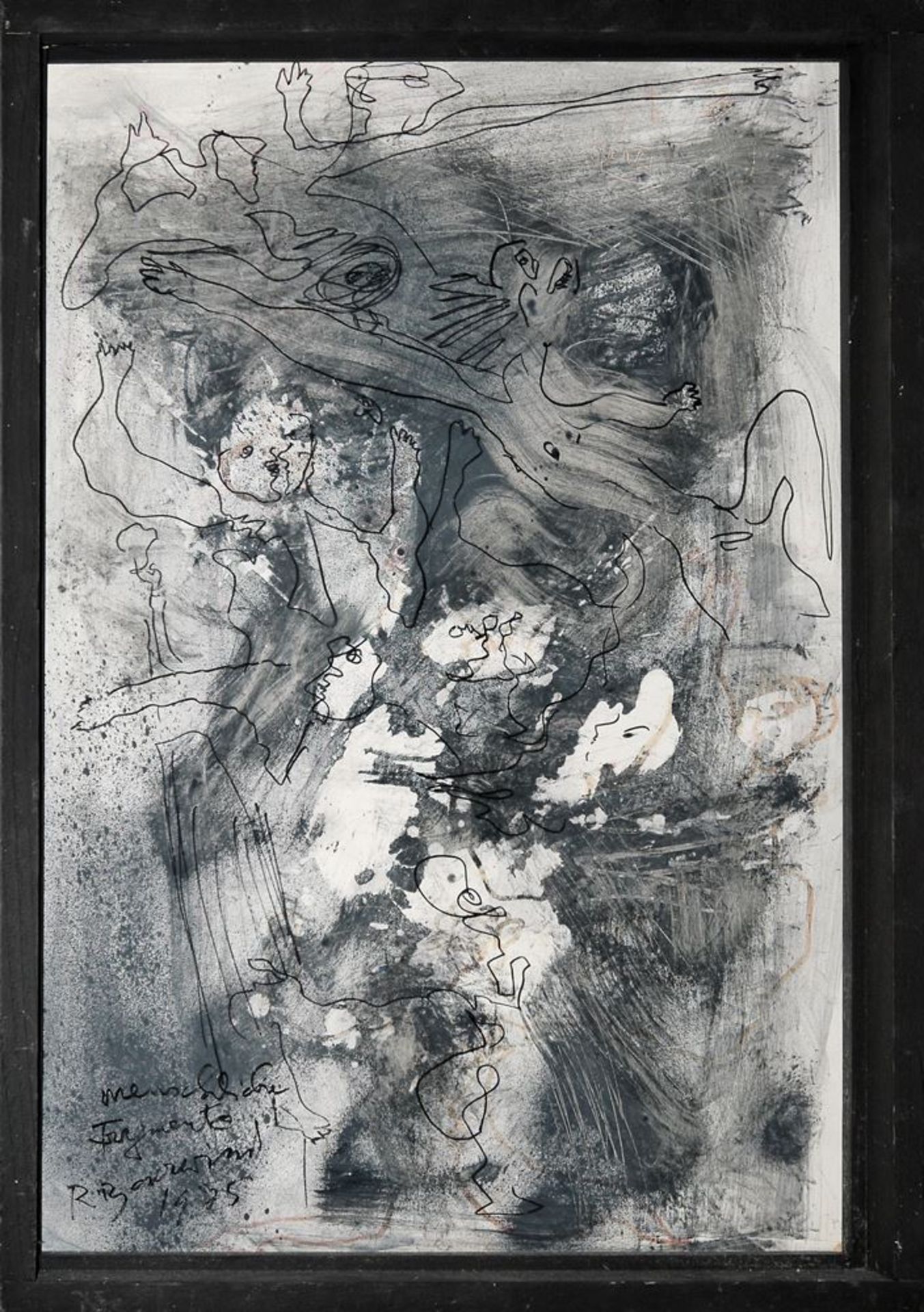 Rudi Baerwind, "Human Fragments", painting/mixed technique from 1975, studio moulding