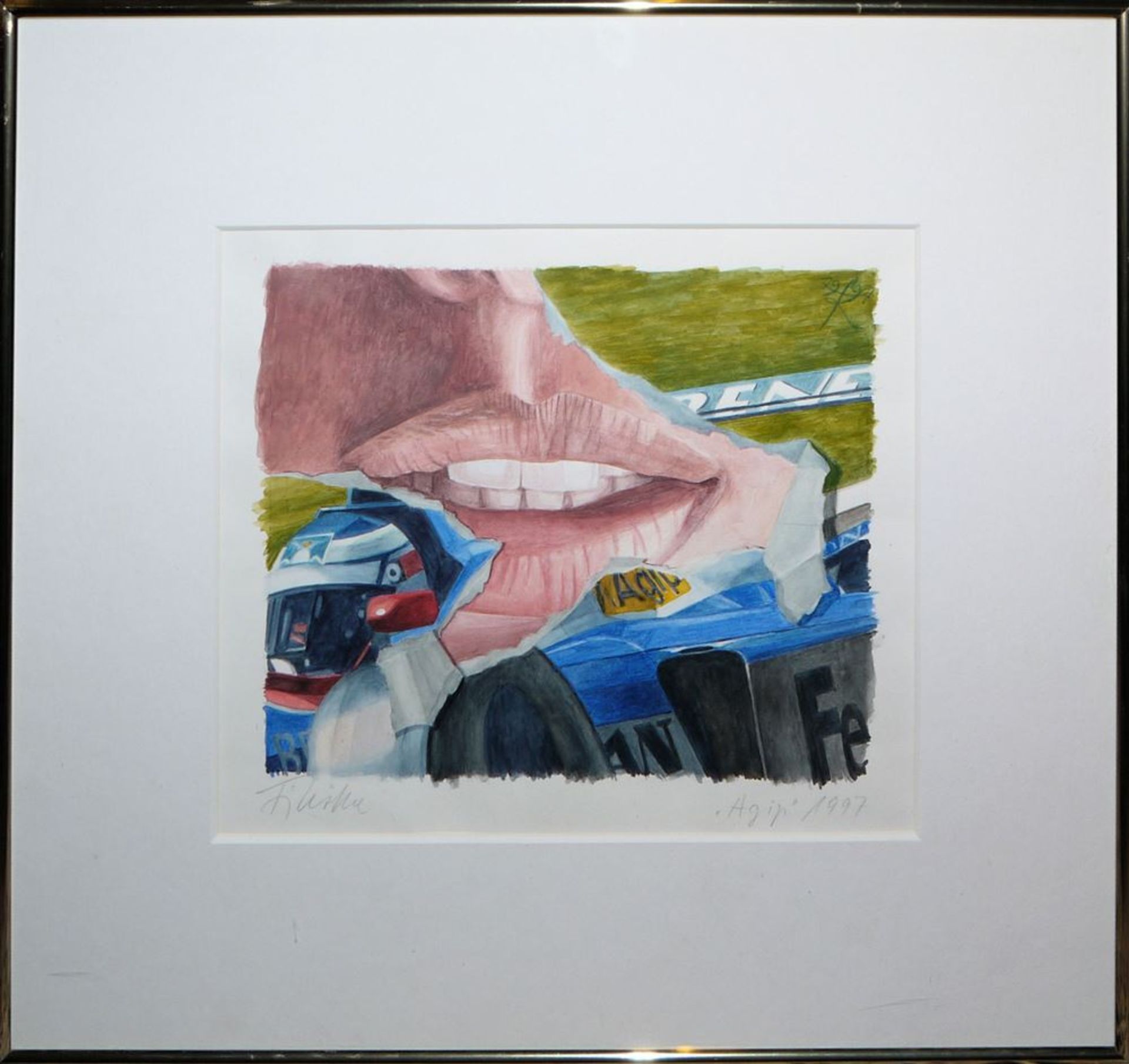 Fritz Köthe, "Agip", watercolour from 1997, framed