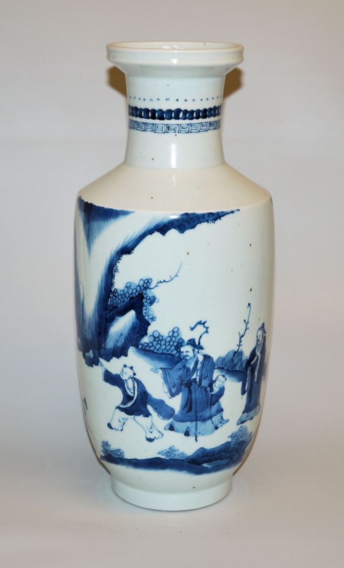 Blauweiß-Porzellanvase mit Treffen der Unsterblichen, Kangxi-Stil, China, wohl 20. Jh.