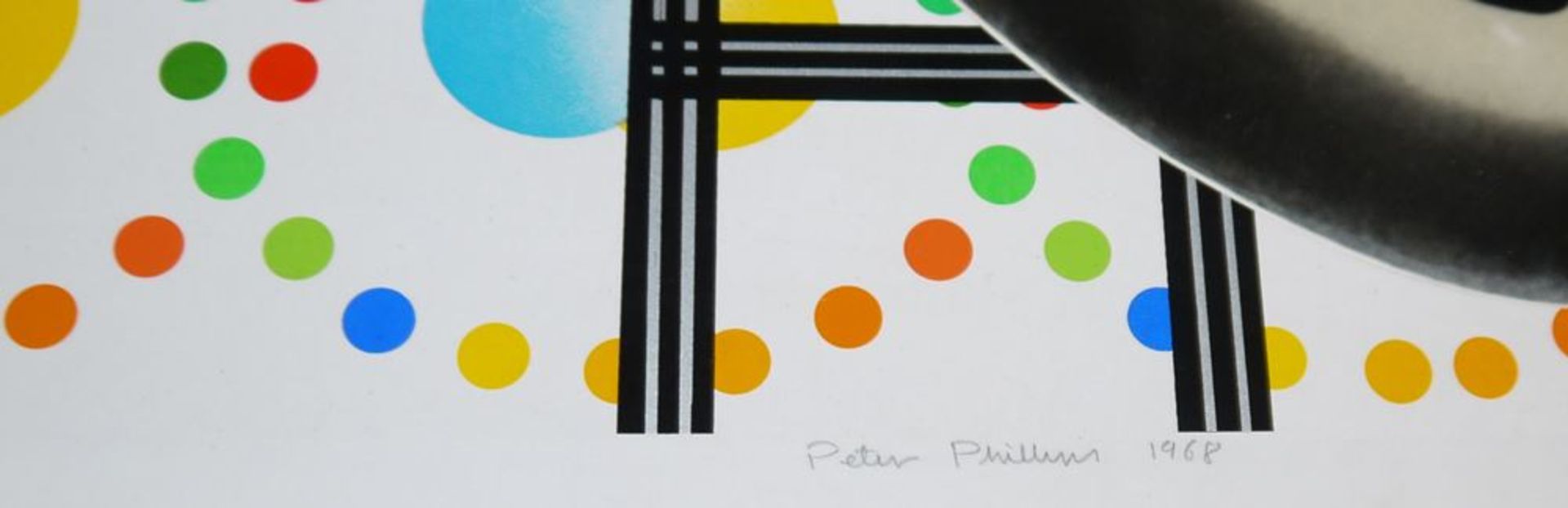Peter Phillips, Pop art-Komposition mit Autoteilen, Farblithographie von 1968, signiert - Bild 2 aus 2