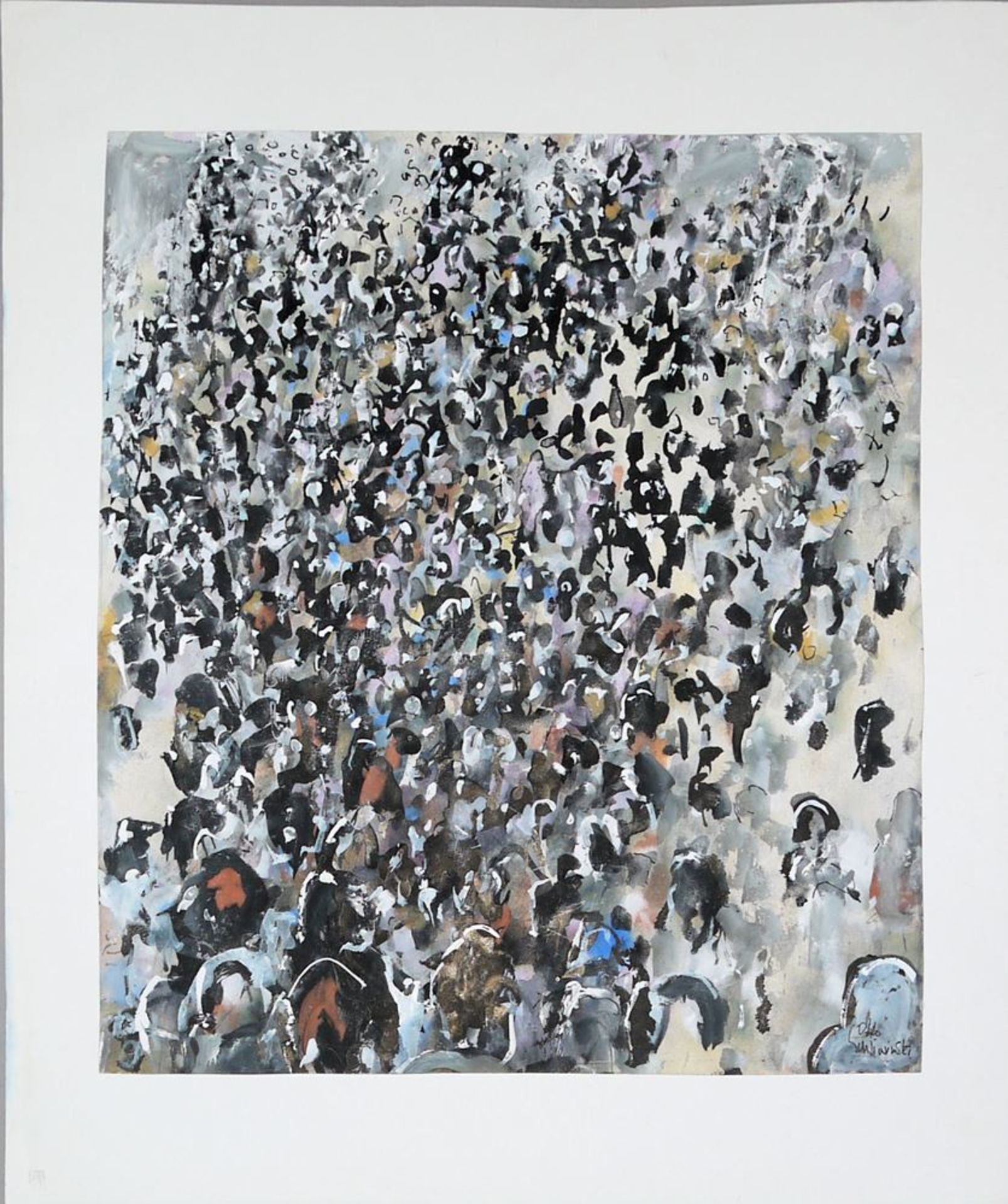 Otto Schliwinski, Collection Estate "Crowds of People" with 8 mixed media & two silkscreens