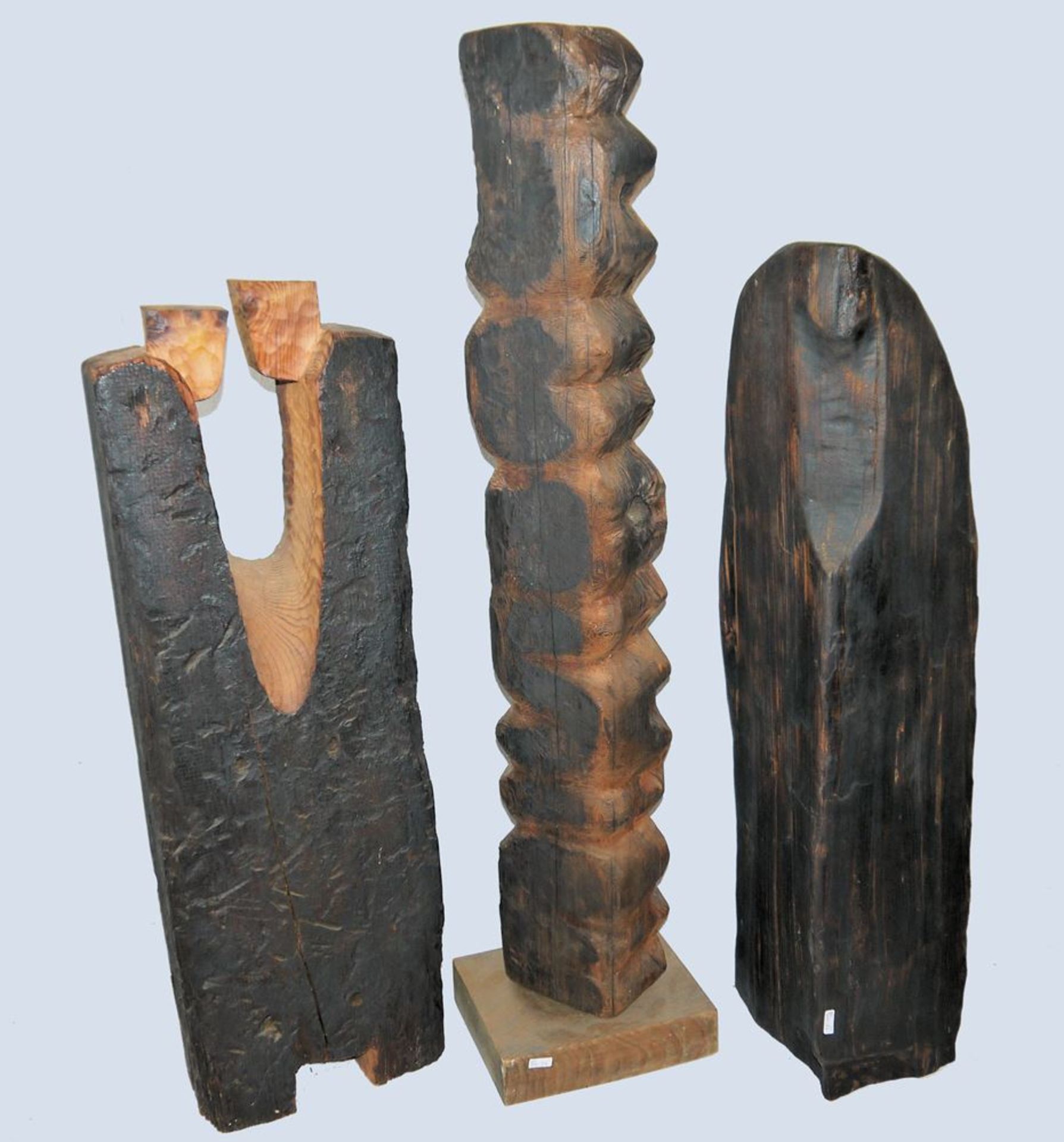 Werner Schädlich, "Two people", "Mönch" & "Stele", 3 wooden sculptures from 1958/61