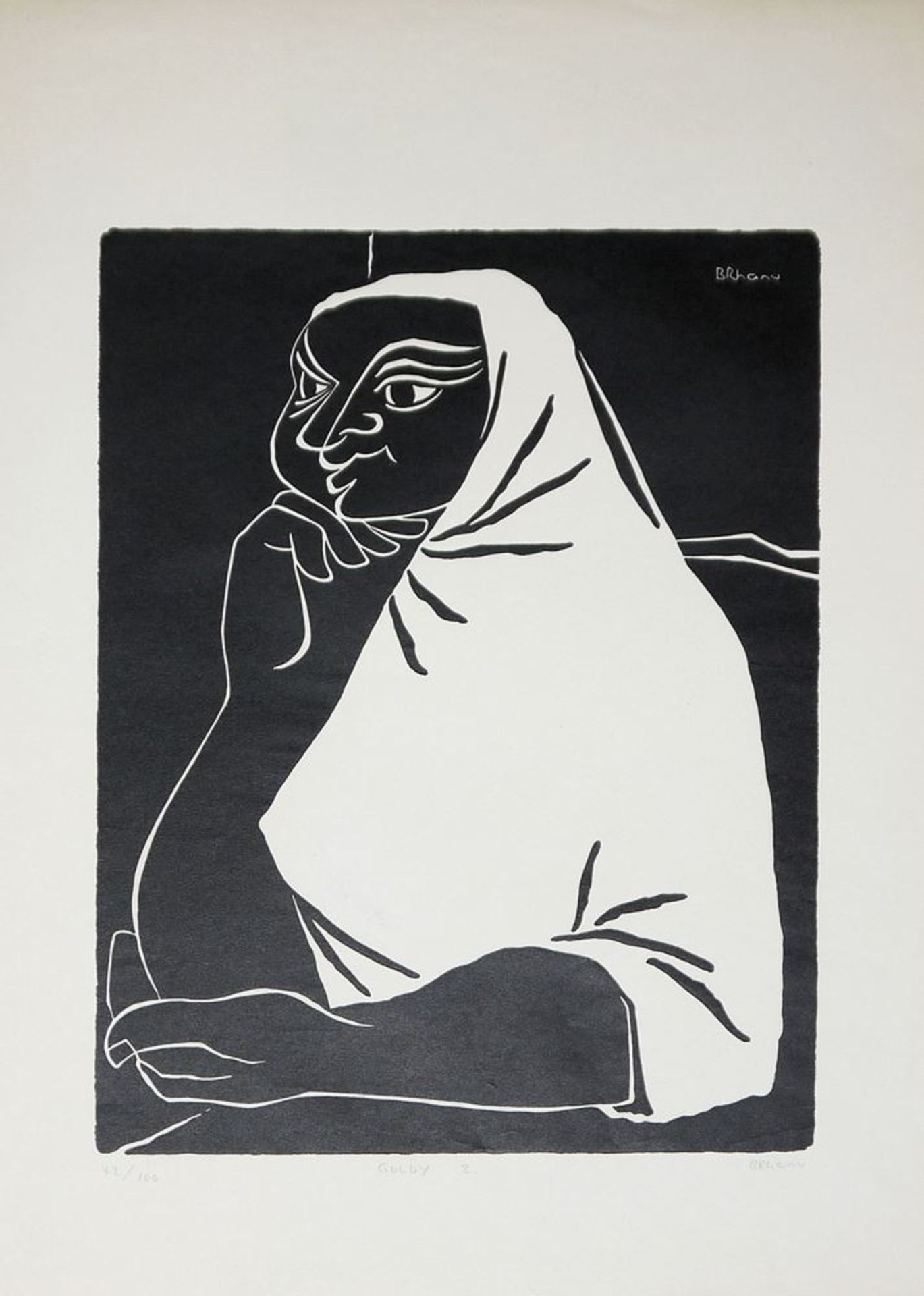 Tassow Brhanu, 7 large woodcuts from the 1960s, sign.