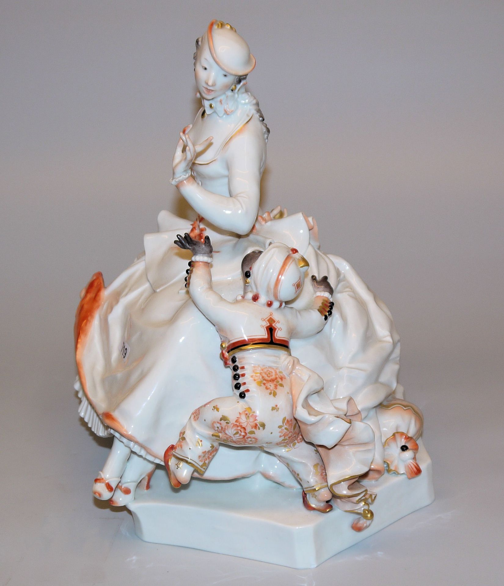 Porcelain group Lady with a Boy Moor, Paul Scheurich for Meißen - Image 2 of 11