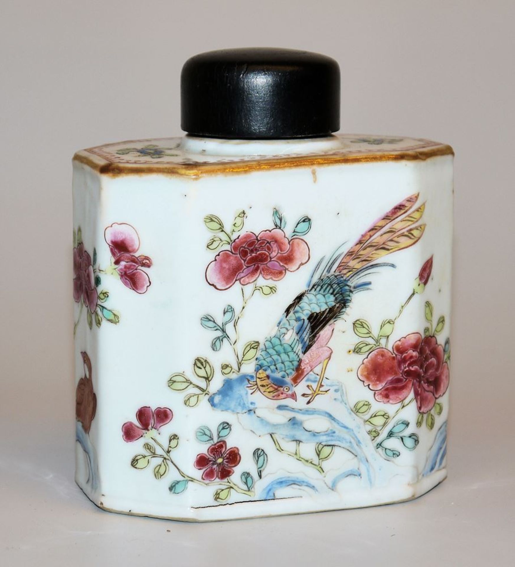 Tea Caddy mit Fasanenpärchen, Export-Porzellan der Qianlong-Zeit, China, Ende 18. Jh.