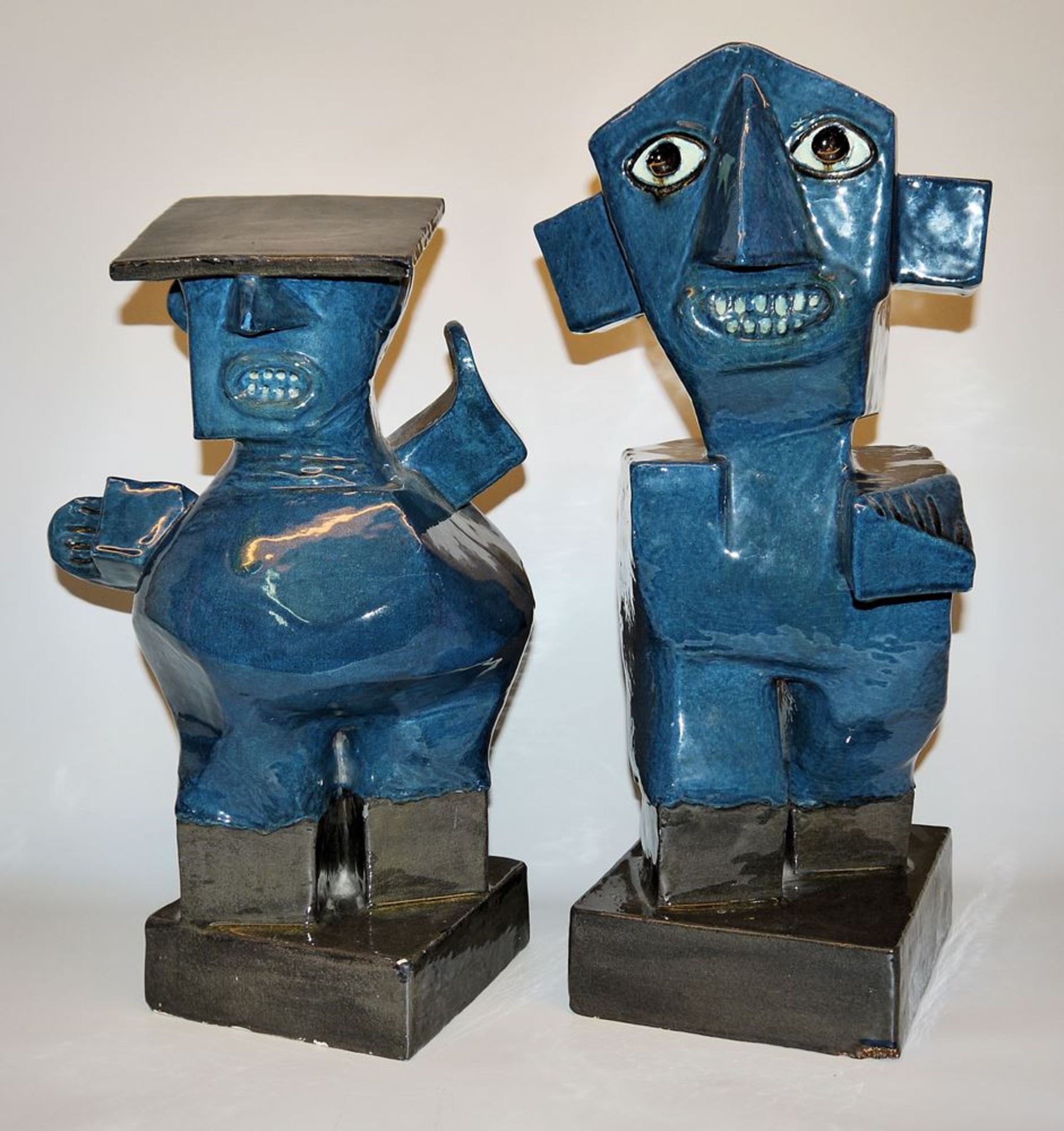 Mathias Ohndorf, Two artist's figures, majolica, Karlsruhe, 1985