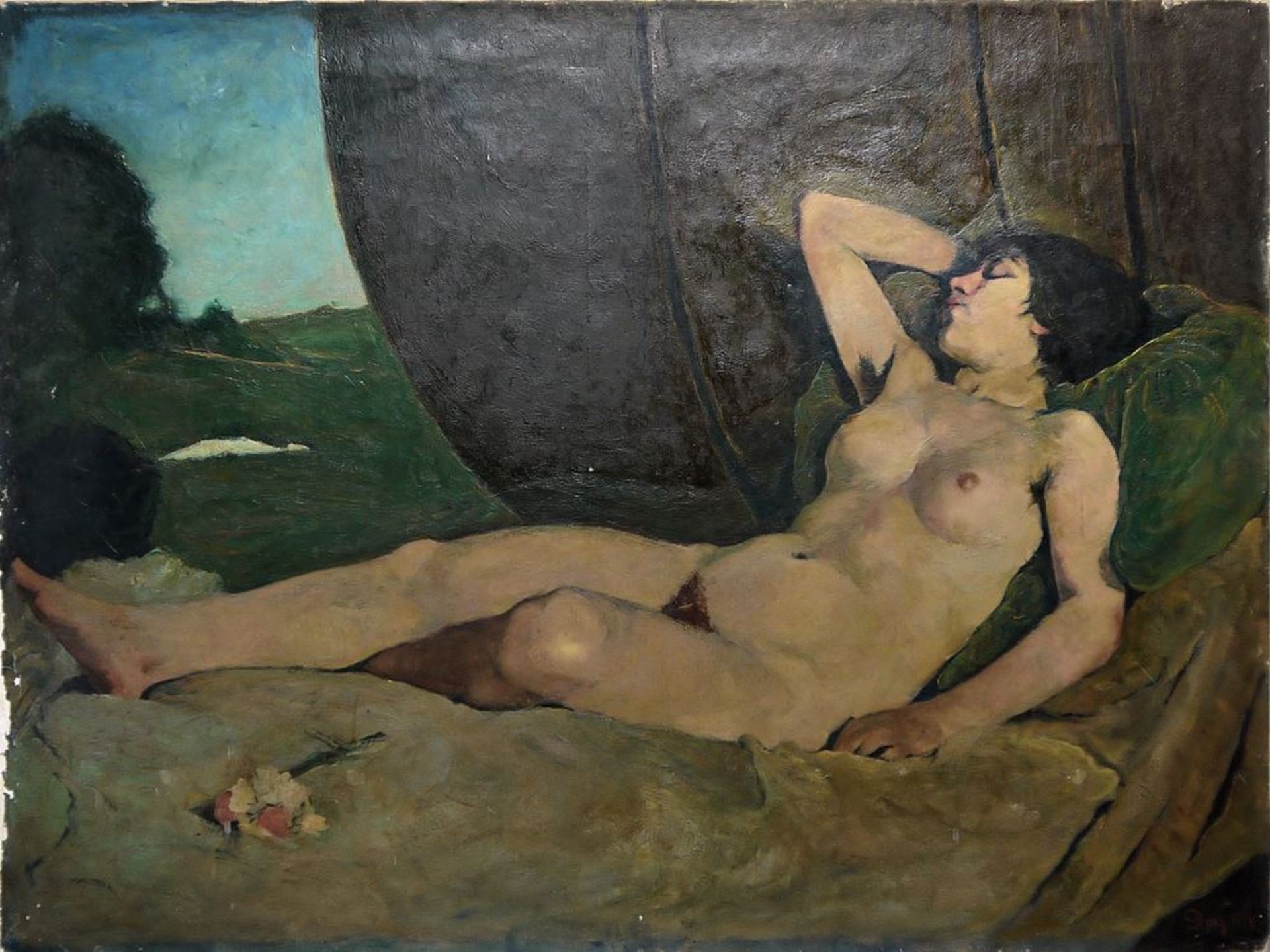 Gustav Jagerspacher, Female Nude, large painting from 1914