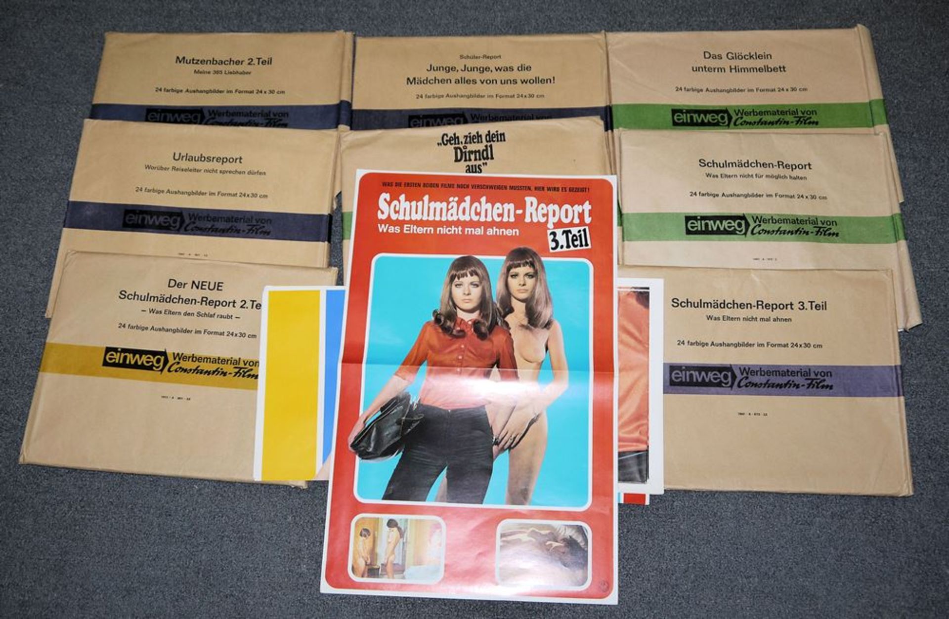 Constantin-Film advertising material für sex films of the 1970s, school mädchen report a.o.. From a