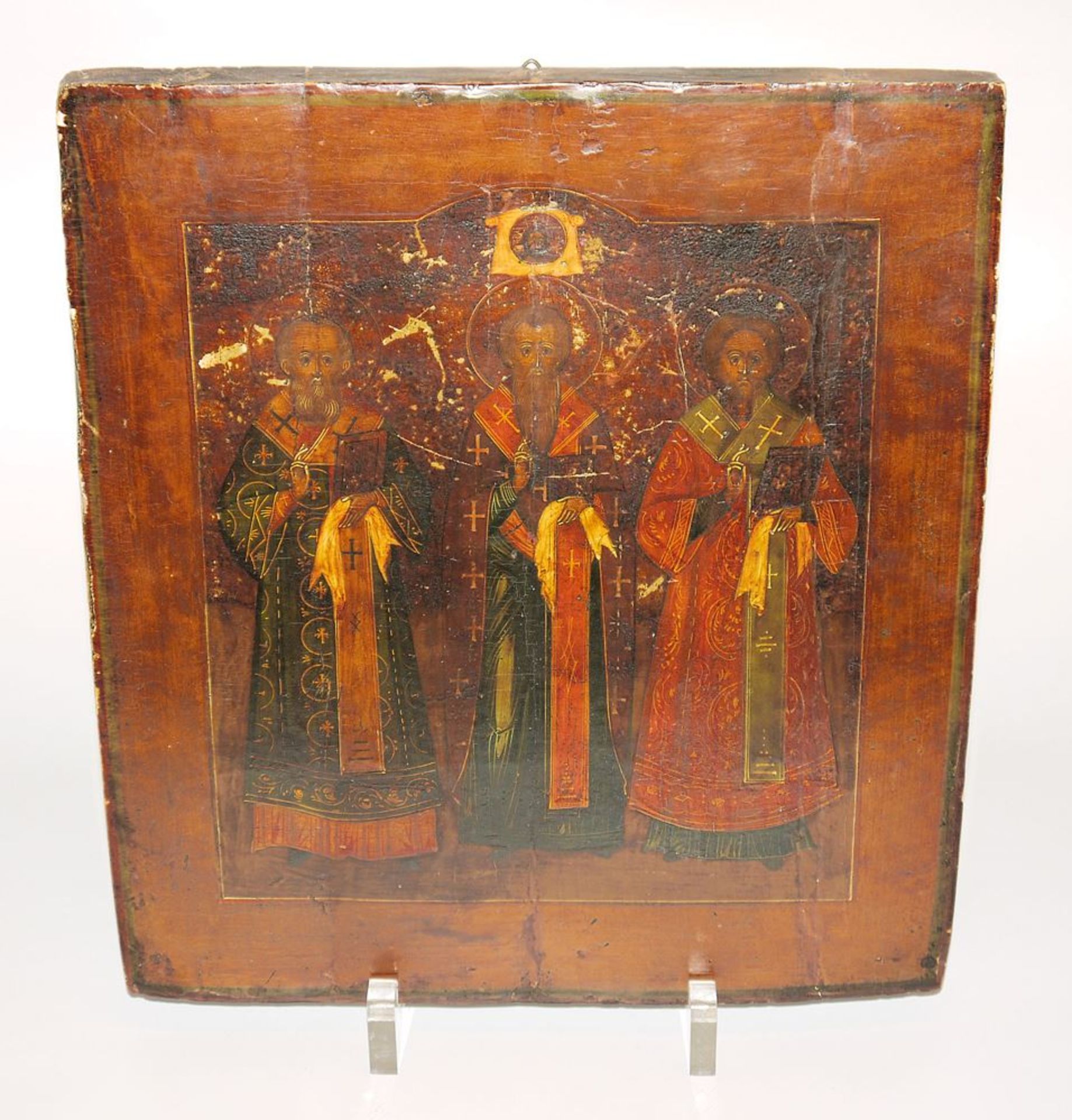 Icon with the holy hierarchs, Greek, 19th century.