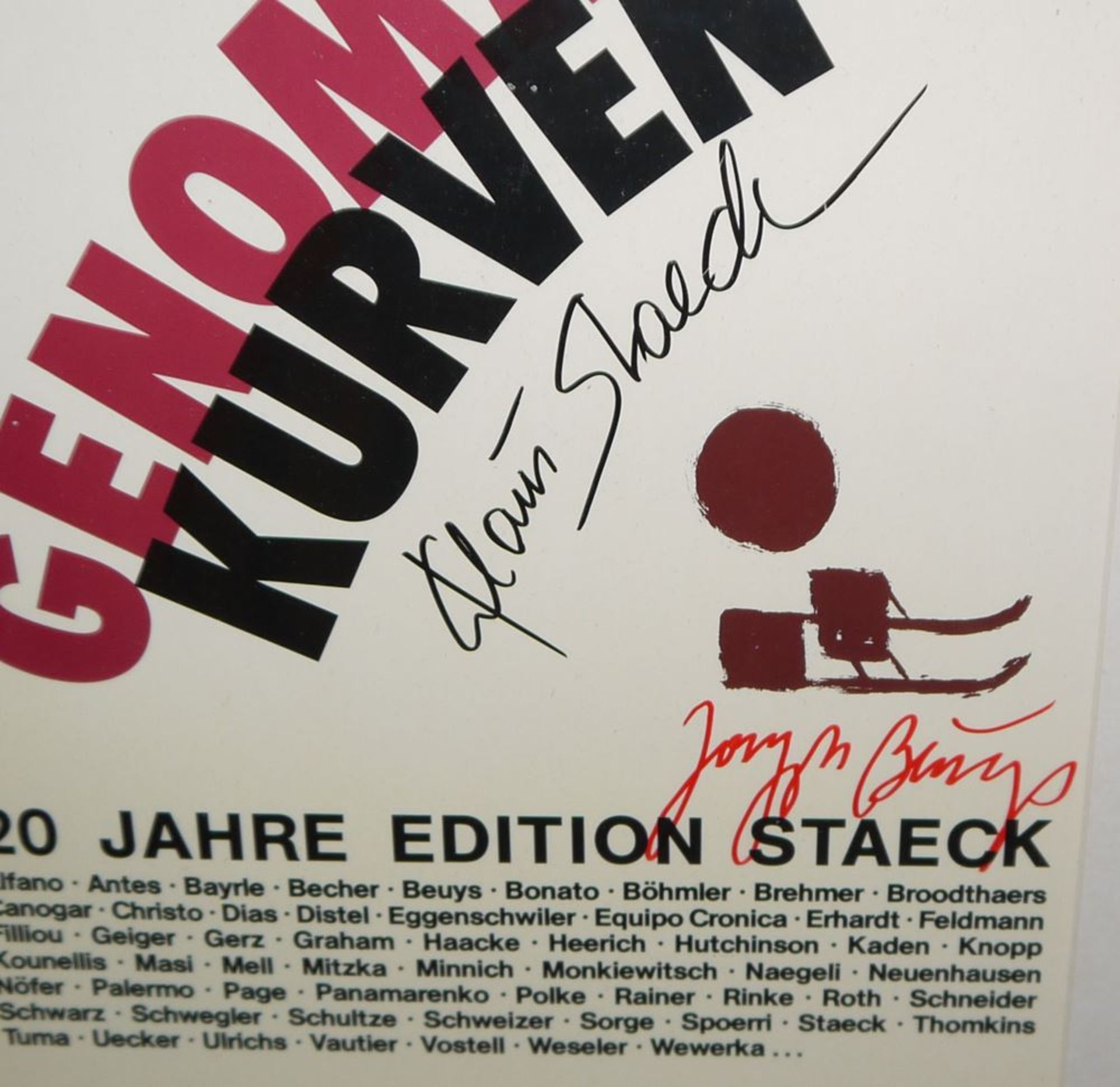 "Genommene Kurven, 20 Jahre Edition Staeck", mit Autograph Joseph Beuys und Klaus Staeck, 1985, sig - Bild 2 aus 2