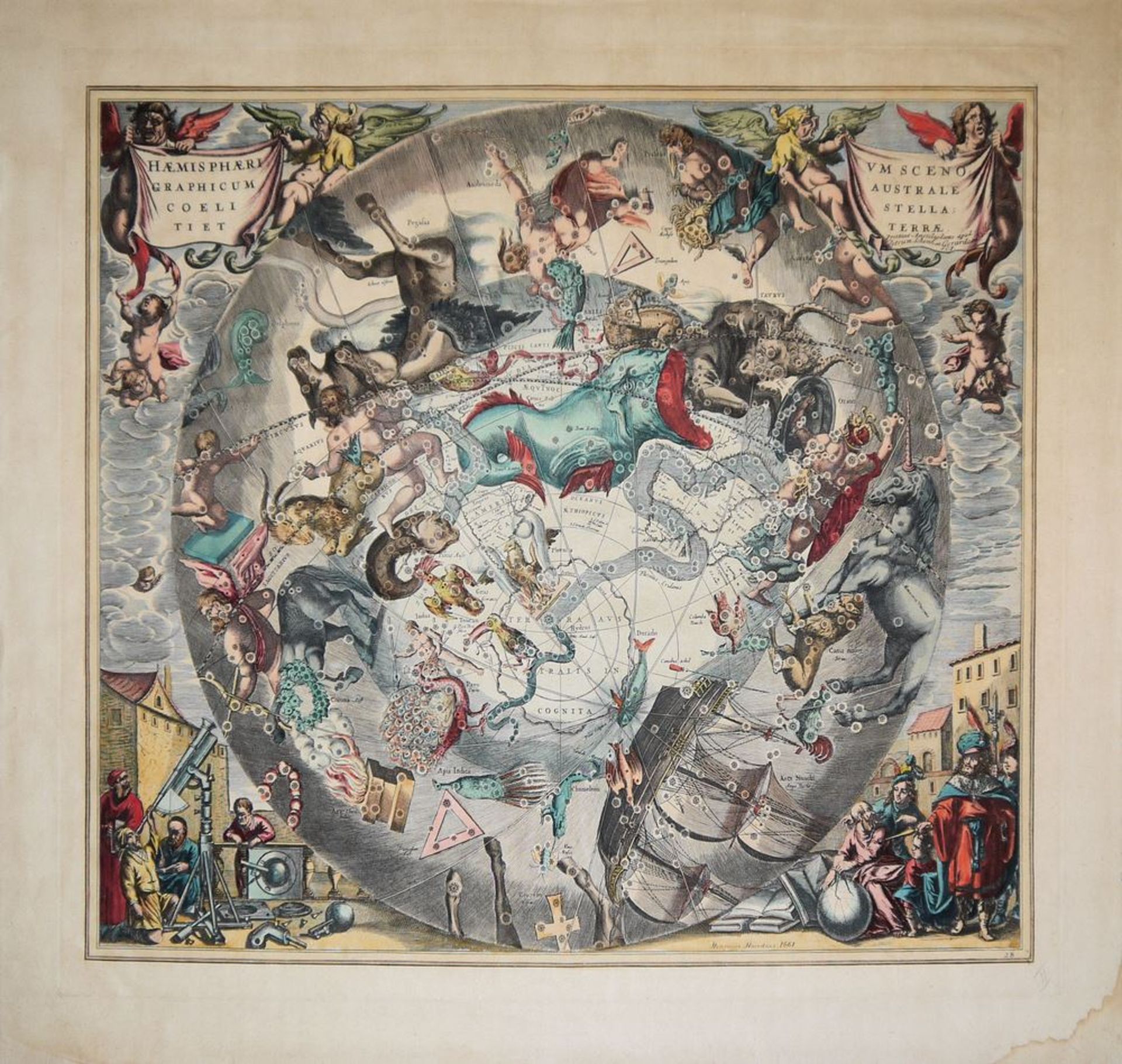 Andreas Cellarius, hochwertige Reprints von 2 Sternenkarten von 1661, handkoloriert - Bild 2 aus 2